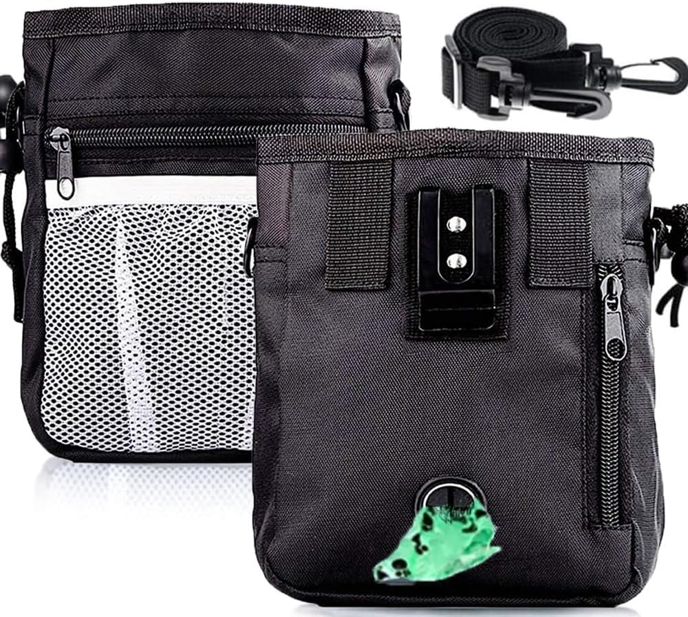 Dog Treat Pouch 1 Pack, Dog Training Pouch with 3 Ways Easily Access to Pet Toys, Kibble, Treats, with Waist Belt, Shoulder Strap- Build-In Waste Bag Dispenser Dog Treat Bag(Black) image number 5