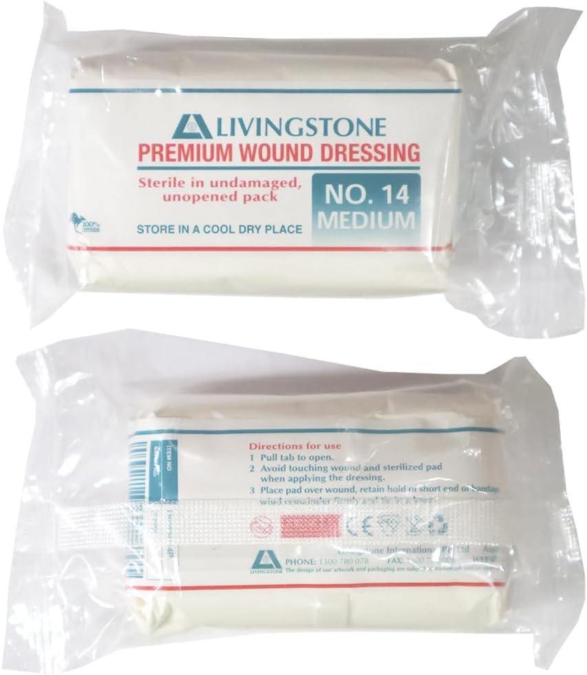 Livingstone Premium Wound Dressing Bandage 14 Sterile 12 X 4Cm Pad Pack of 12