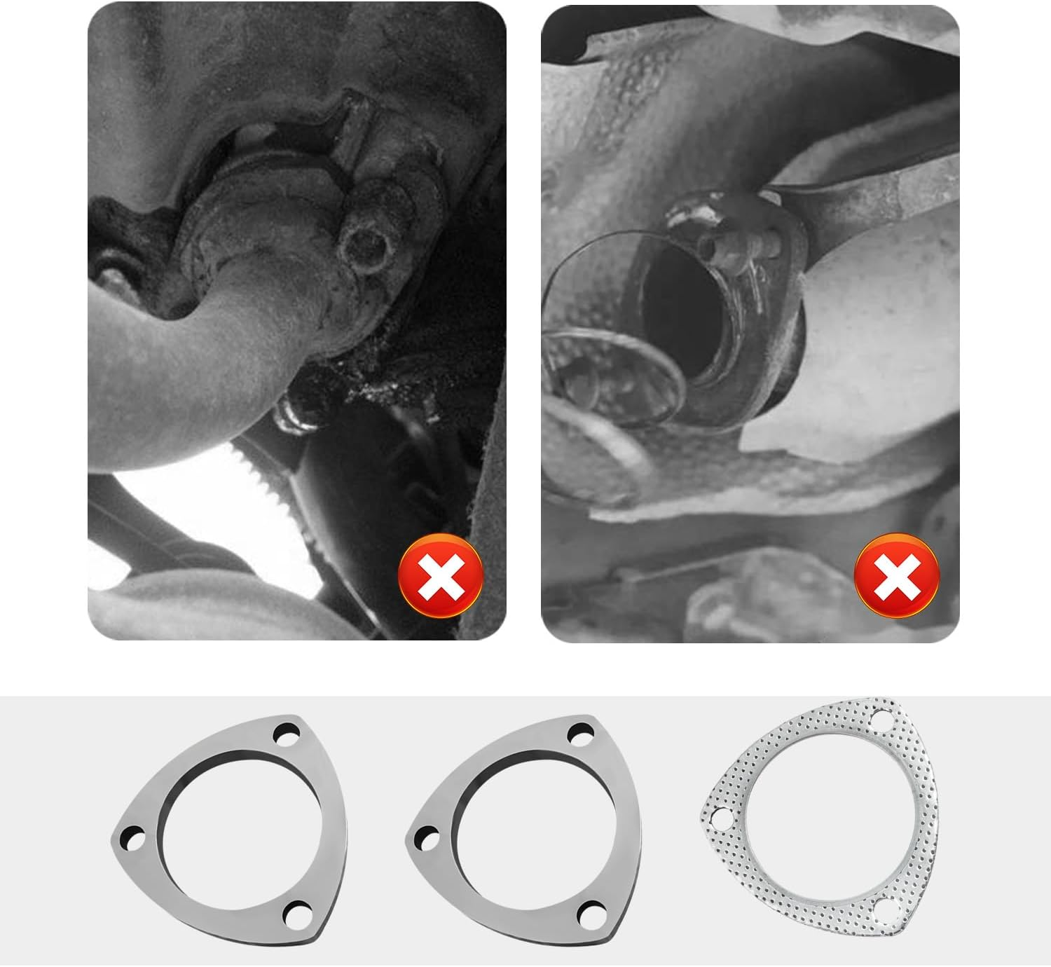 3" Exhaust Flange Gasket with 3 Exhaust Bolts Tool Set,Stainless Steel Exhaust Flange Repair Kit for Securing Exhaust System Component,Durable Car Accessories Exhaust Gaskets Kit (3") image number 1