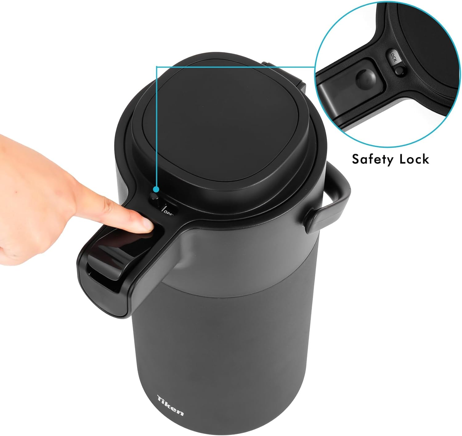 Tiken Airpot Coffee Dispenser with Pump - Coffee Carafes for Keeping Hot - Beverage Dispenser - 135Oz/4L Thermal Coffee Carafe for Hot Liquids - Stainless Steel Insulated Coffee Thermos Carafe image number 4