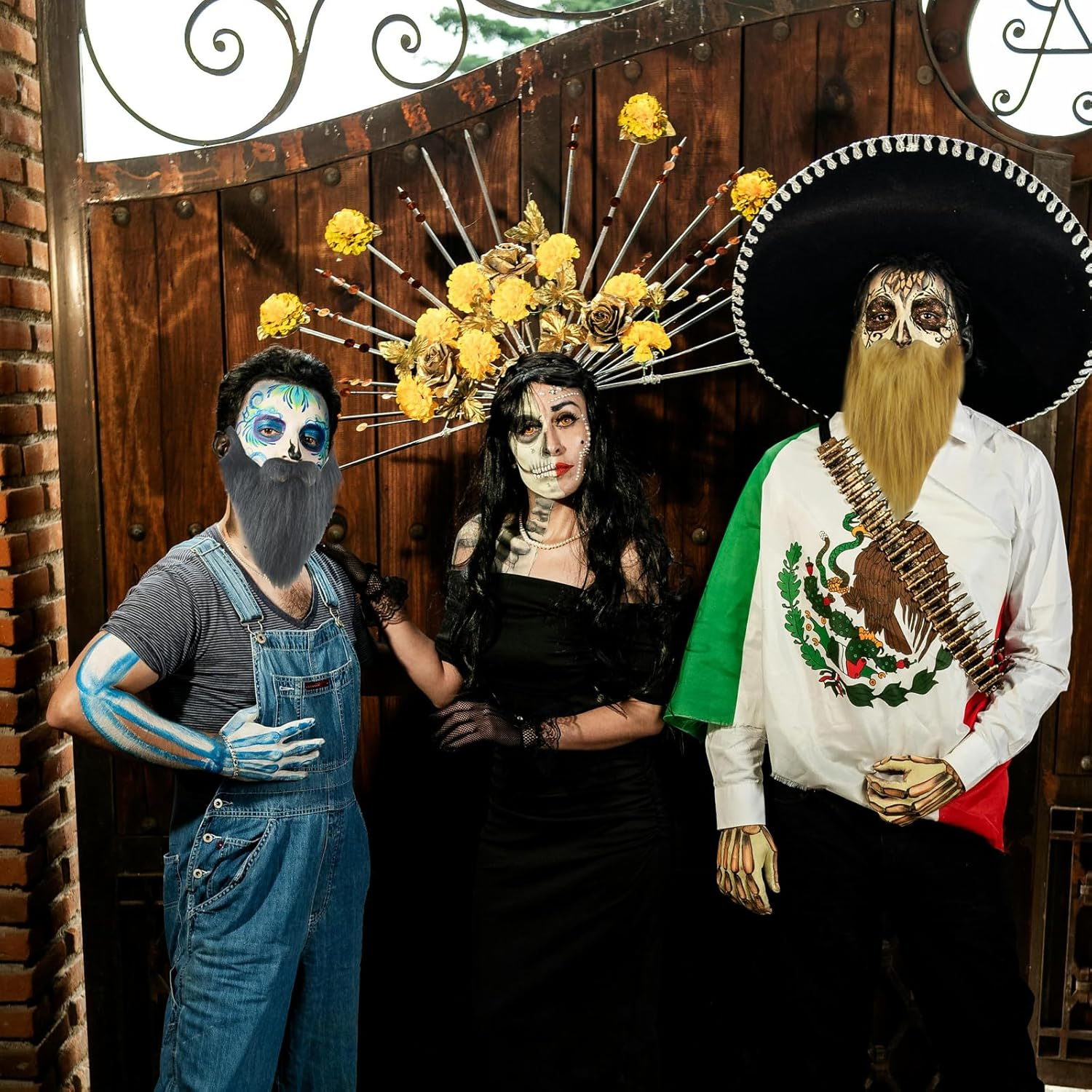 LERTREE Fake Beard Set False Fake Whiskers with Adjustable Elastic Rope Halloween Christmas Party Props Cosplay, Set of 4 ﻿ image number 2