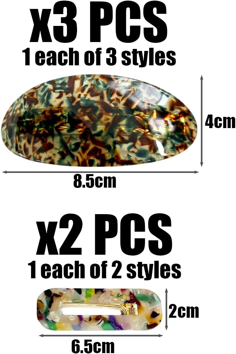 Pack of 3 Half Hair Clips and 2 Square Pony Clips, Women'S Hair Clips, Retro Hair Clips, Elegant Hair Clips, Hairstyle Decoration, Hair Clips, Hairstyle Accessories image number 3