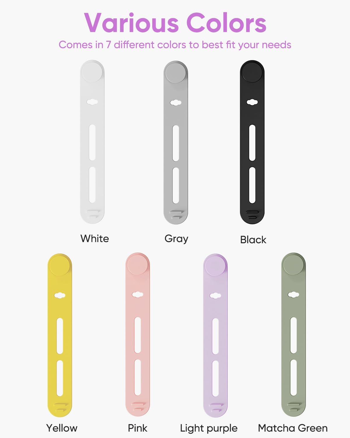 Silicone Cable Ties 7 Colors 14Pcs Cord Organizer for Cable Management 8Cm Reusable Cable Organizer Electronic Accessories for Earphone, Phone Charger, Mouse, Audio, Computer