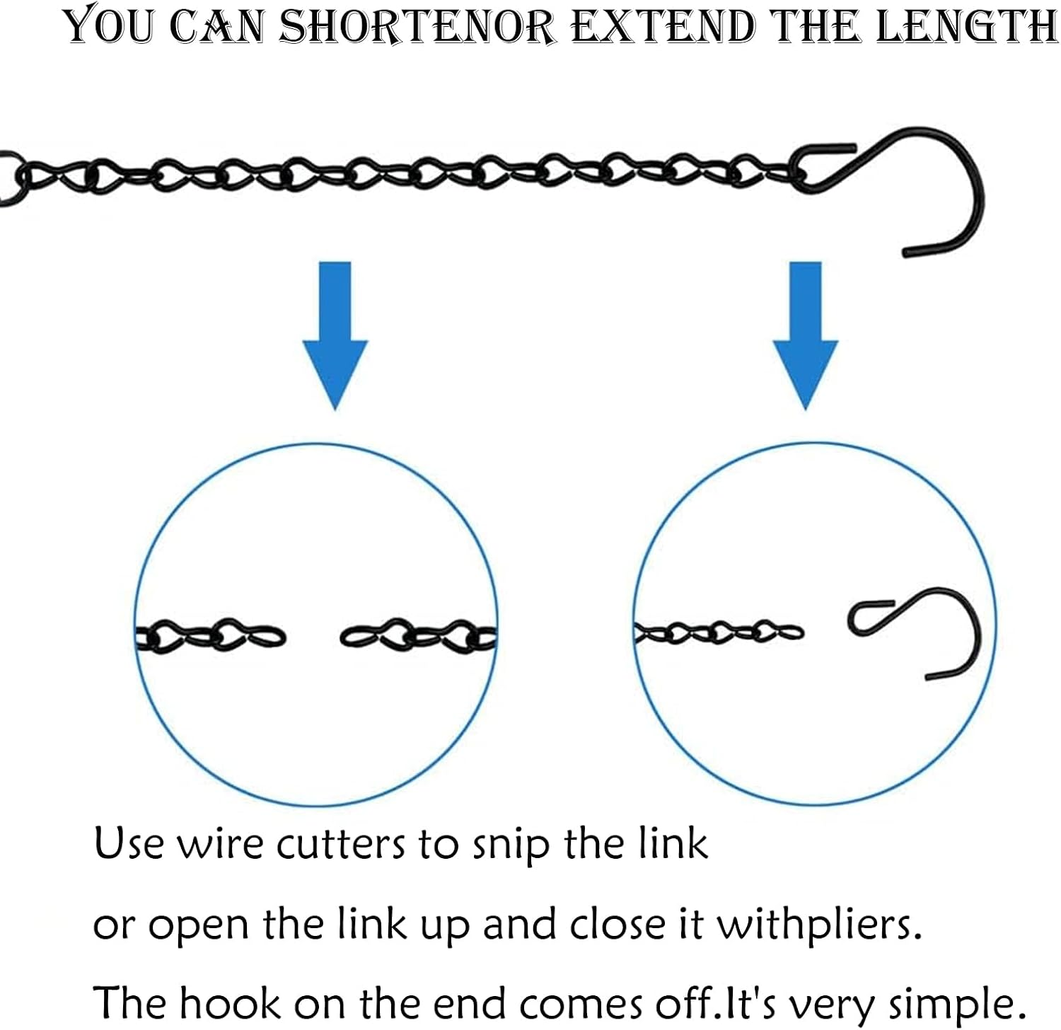 15 Pack Hanging Chains - 10 Inch Metal Chains with Hooks Clips for Bird Feeders, Billboards,Wind Chimes,Planters Lanterns and Ornaments- Garden Plant Hangers - Outdoor Hanging Basket Chains（Black） image number 1