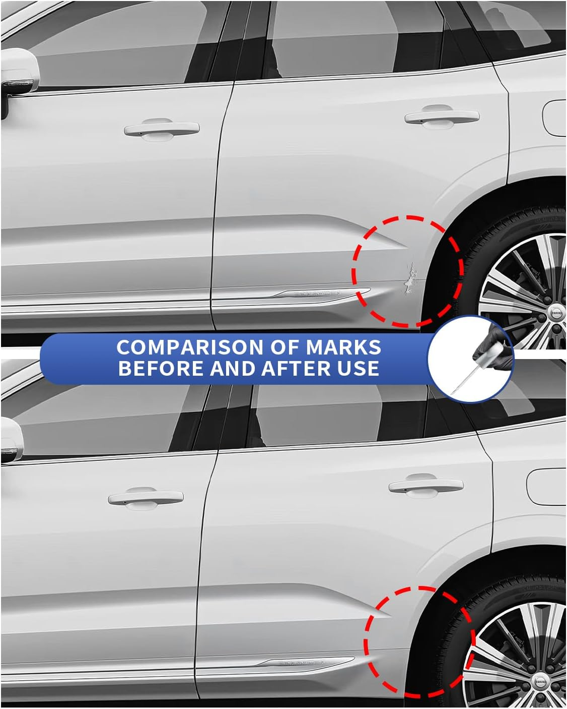 Crystal White Pearl Tricoat(707) Touch up Paint Repair Kit Compatible with Volvo - DIY Kit Exactly Matches Chips and Nicks