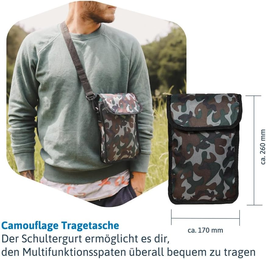 D&ouml;nges Multifunctional Folding Shovel Including 3 Lengths | Combination Shovel Made of Stainless Steel | Multi-Purpose Folding Shovel for Survival, Hiking, Camping | Survival Equipment with Camouflage image number 3