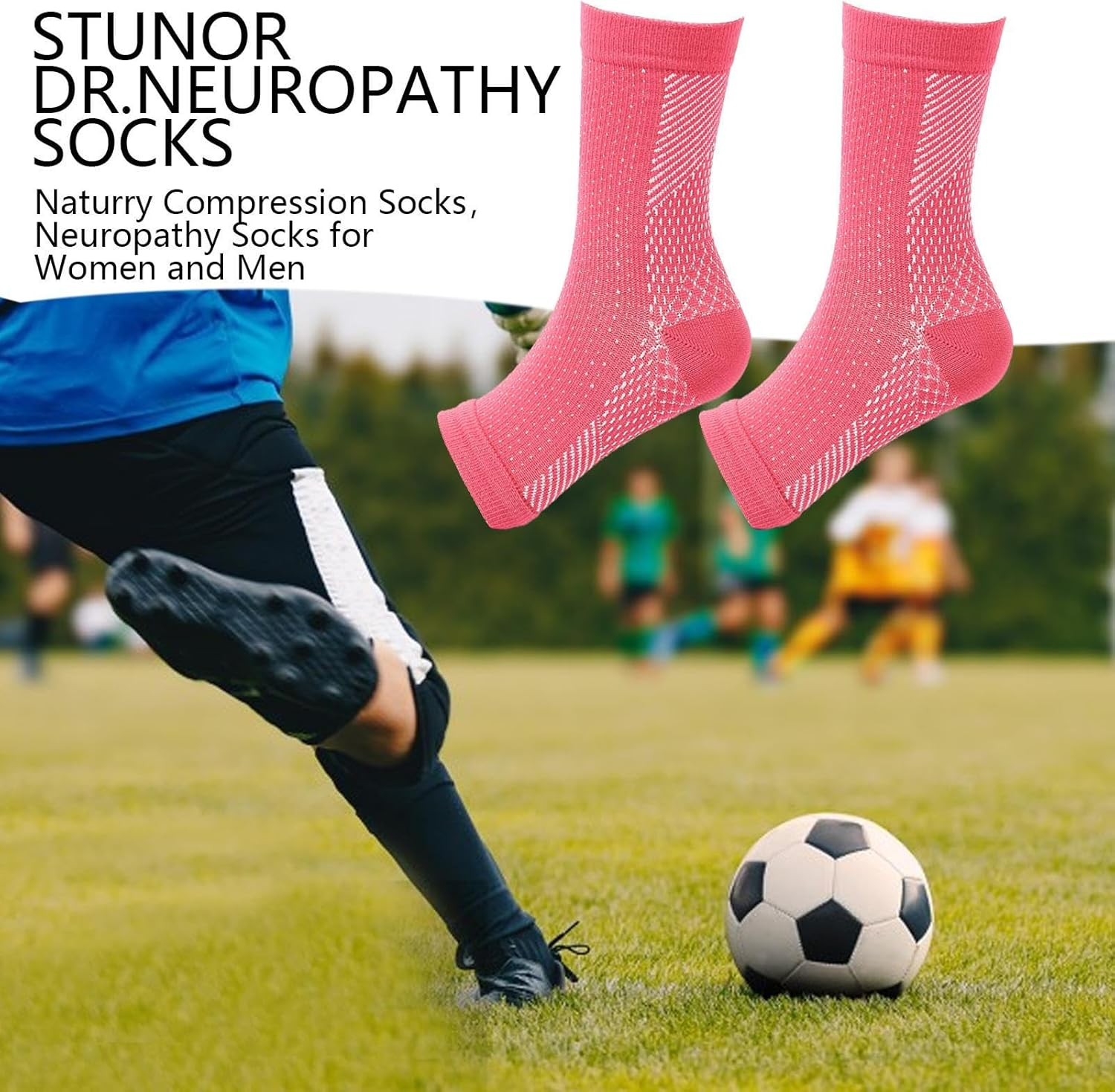 Neuropathy Compression Socks, Toeless Compression Socks for Travel Breathable, Comfortable Ankle Socks, Relief Athletic Socks for Arch & Heel Relief, Muscle, Feet Borato image number 5