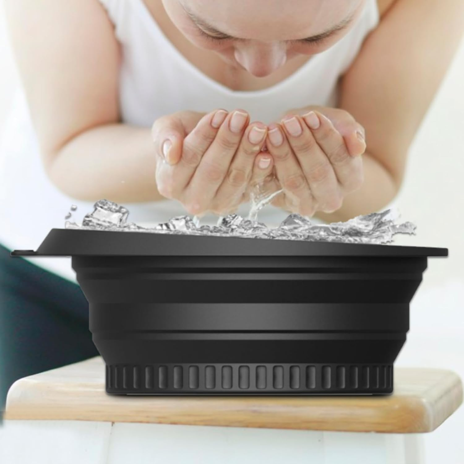 Foldable Face Bowl, Silicone Face Ice Bath Bowl with Built in ICES Tray, Cooling Washing Basin with Build in Cube Tray for Facial Roller Skin Care Spa Kitchen Home image number 3