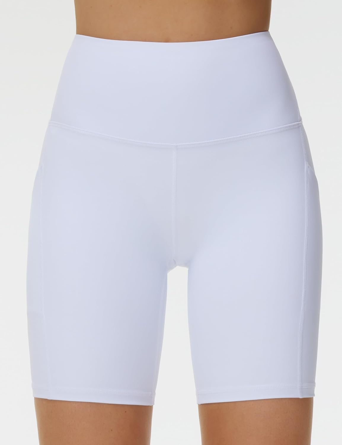 THE GYM PEOPLE Women'S High Waist Workout Shorts Stretchy Tummy Control Yoga Biker Running Shorts with Pockets image number 3