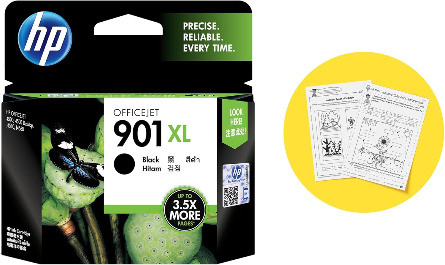 HP 901XL High Yield Black Original Ink Cartridge CC654AA image number 1