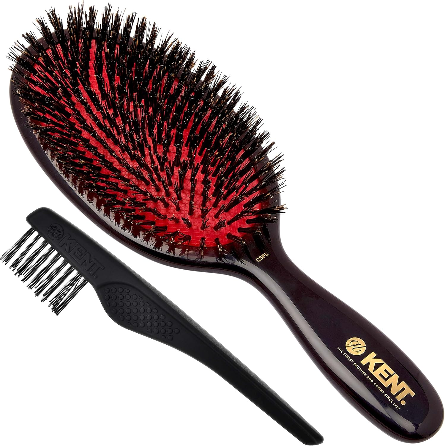 Kent Brushes Oval Cushion Hairbrush Black CSFL Large 6 Ounce image number 4