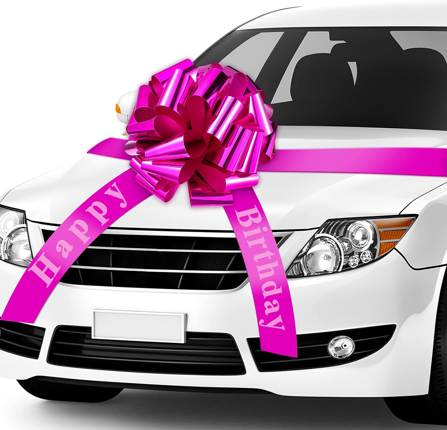 Happy Birthday Car Bow Big Car Ribbon Bow Large Gift Wrapping Bow Giant Bow for Car Decorative Huge Pull Bow for Christmas Party Birthday Car Decoration (Magenta,20 Inches)