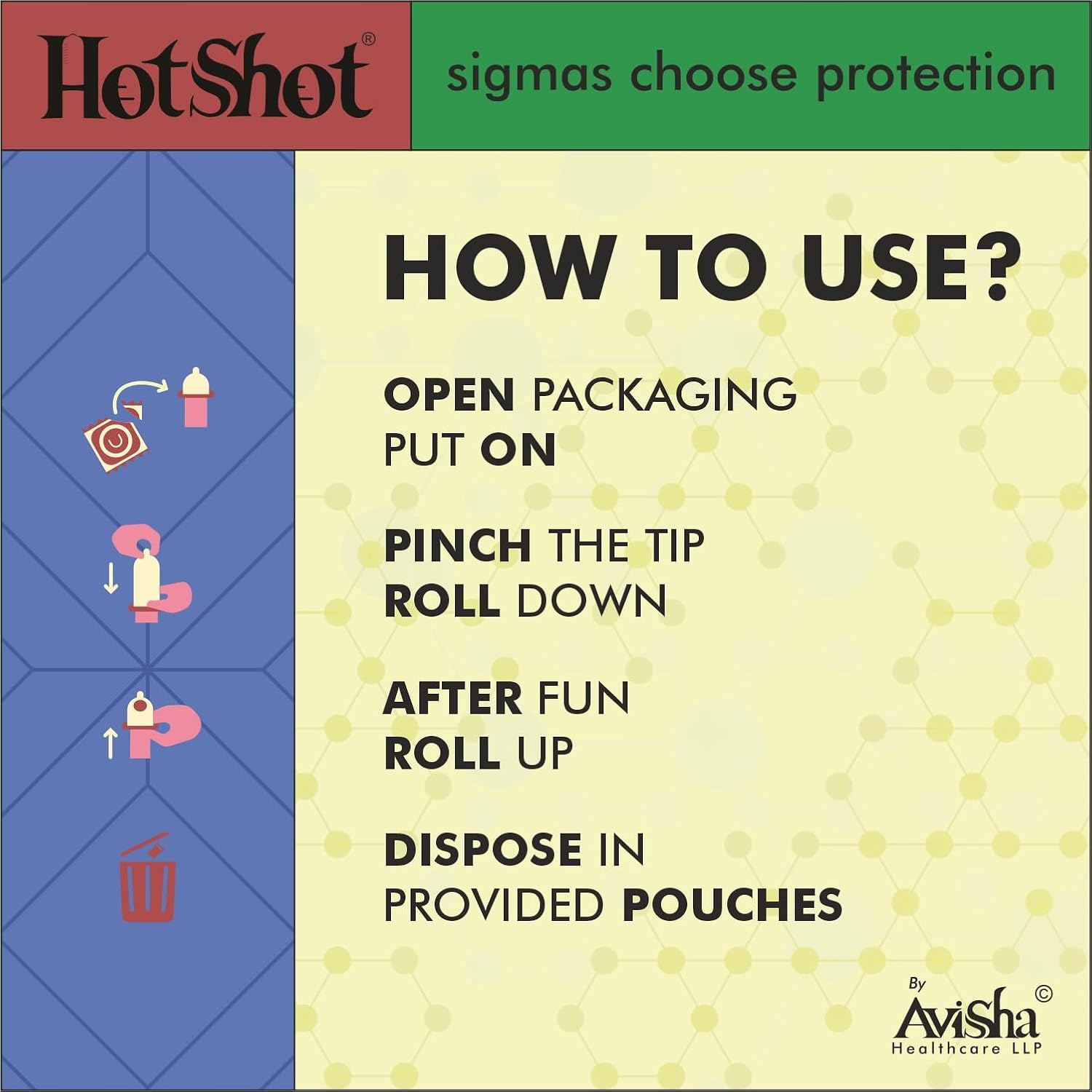 HOT SHOT 4IN1 Dotted, Ribbed, Contored and Extra Time Condom for Men - 10 Count image number 5