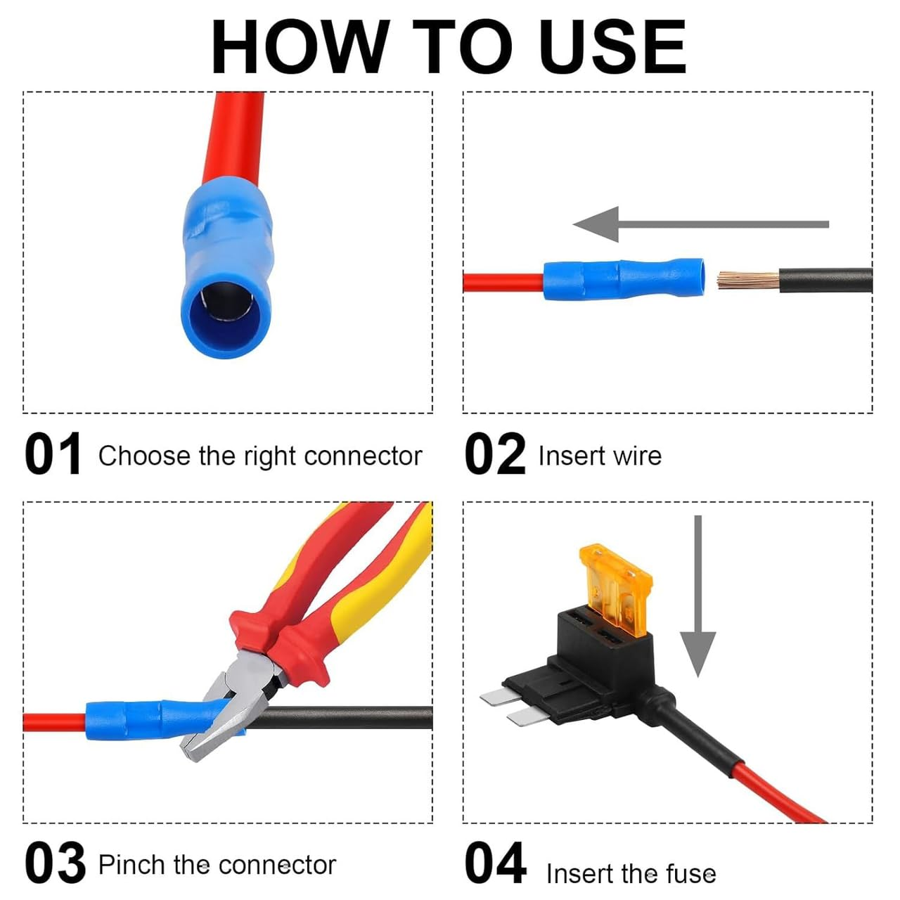 LUXINFODIO 16 Pack 4 Types, Upgraded 12V Car Add a Circuit Fuse Tap Kit - Standard Mini Micro2 and Low Profile Mini Fuse Taps, ATO ATC ATM APM Fuse Adapter Jumper for Cars Trucks Boats image number 1