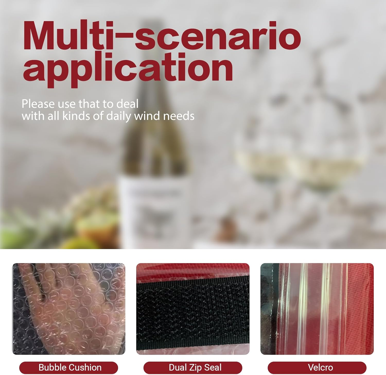 4 Pack Reusable Wine Bottle Protector Bags,Leakproof Shockproof Travel Case for Wine,Champagne,Liquor Beer Bottles,Pvc Bottle Sleeves Prevent Breakage Spills (18X48Cm)