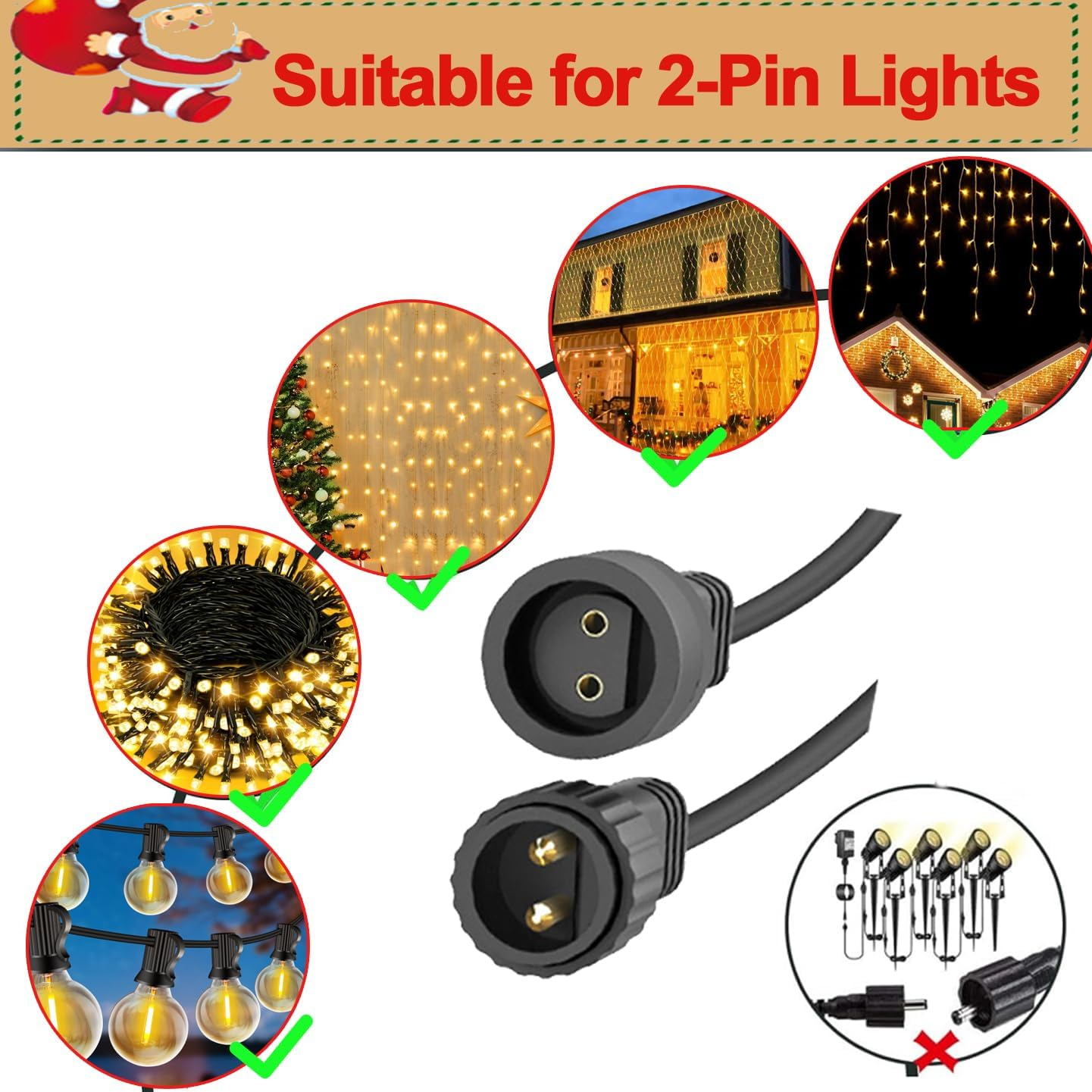 Joysing Fairy Lights Extension 10 M 2-Pin Fairy Lights Extension Cable, IP65 Waterproof Extension Cable Fairy Lights Outdoor for Garden Light Christmas Lighting LED Fairy Lights image number 5