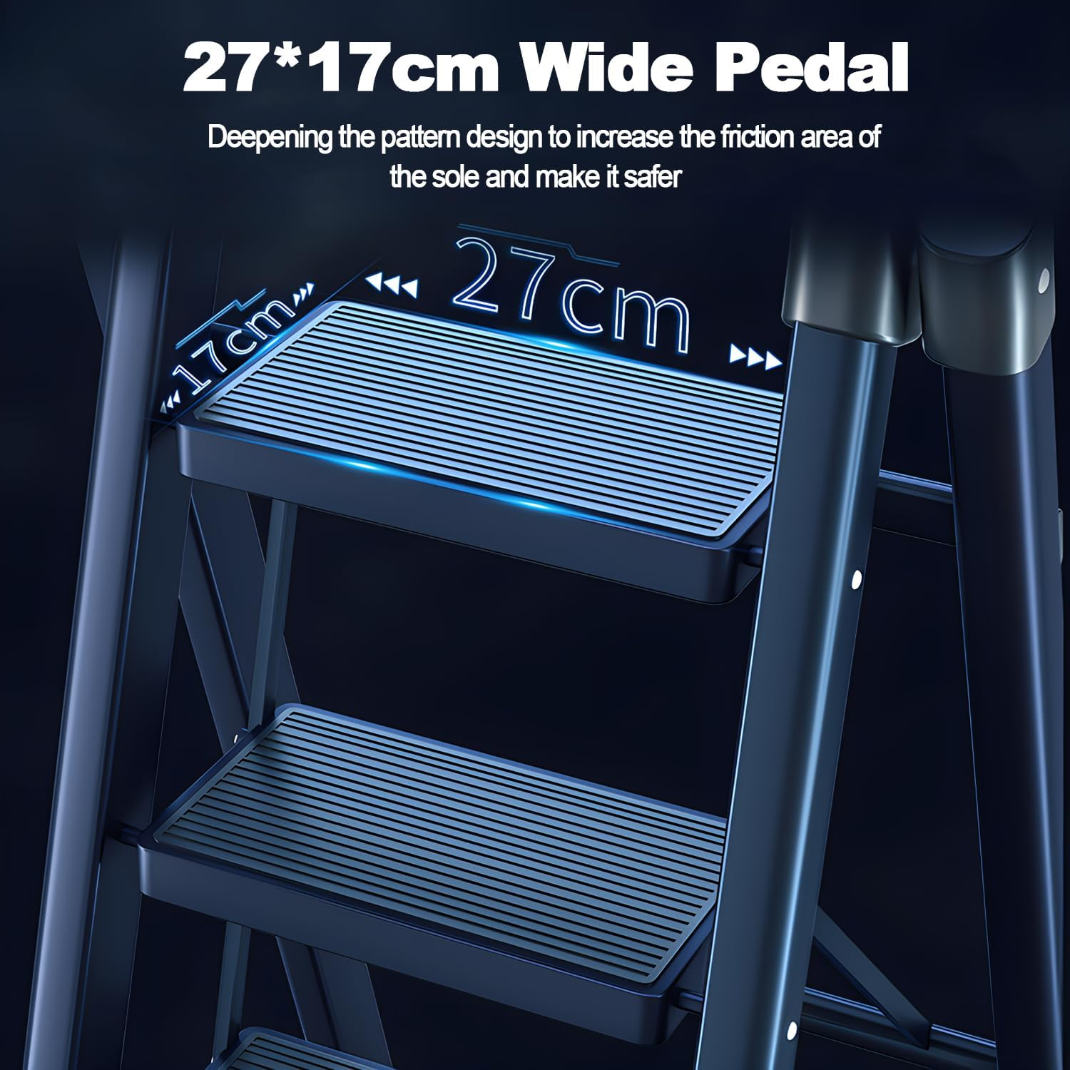 4 Step Ladder,Folding Step Stool with Wide Anti-Slip Pedal,330 Lbs Portable Sturdy Steel Ladder for Your Kitchen, Pantry, Closets, Office, Space Saving (4 Step Ladder) image number 3