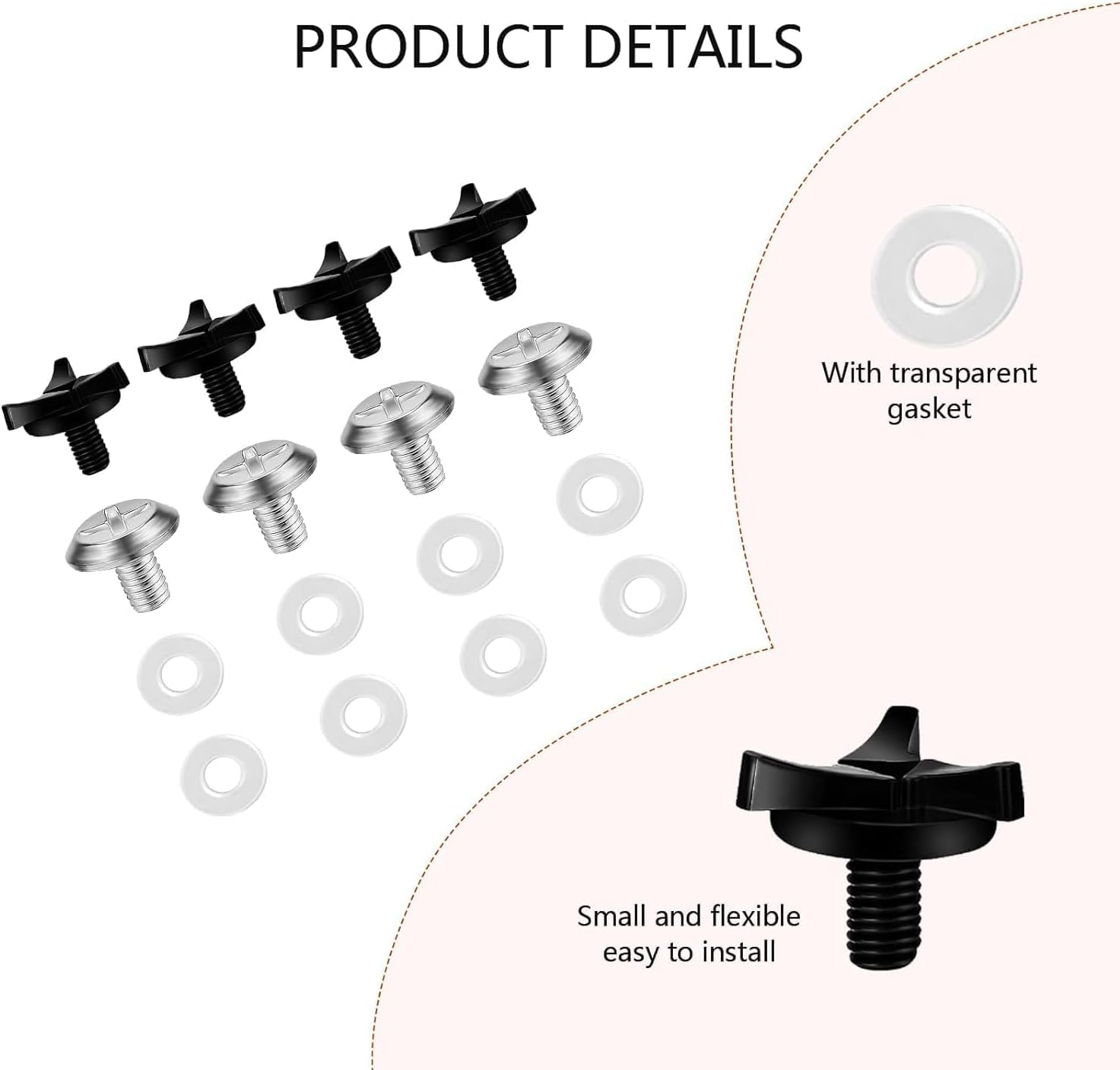 8Pcs Motorcycle Helmet Visor Screws with Rubber Washers & Visor Clips, Stainless Steel Helmet Accessories for Motorcycle/Dirt Bike/Atv Helmets (Black, Silver) image number 2