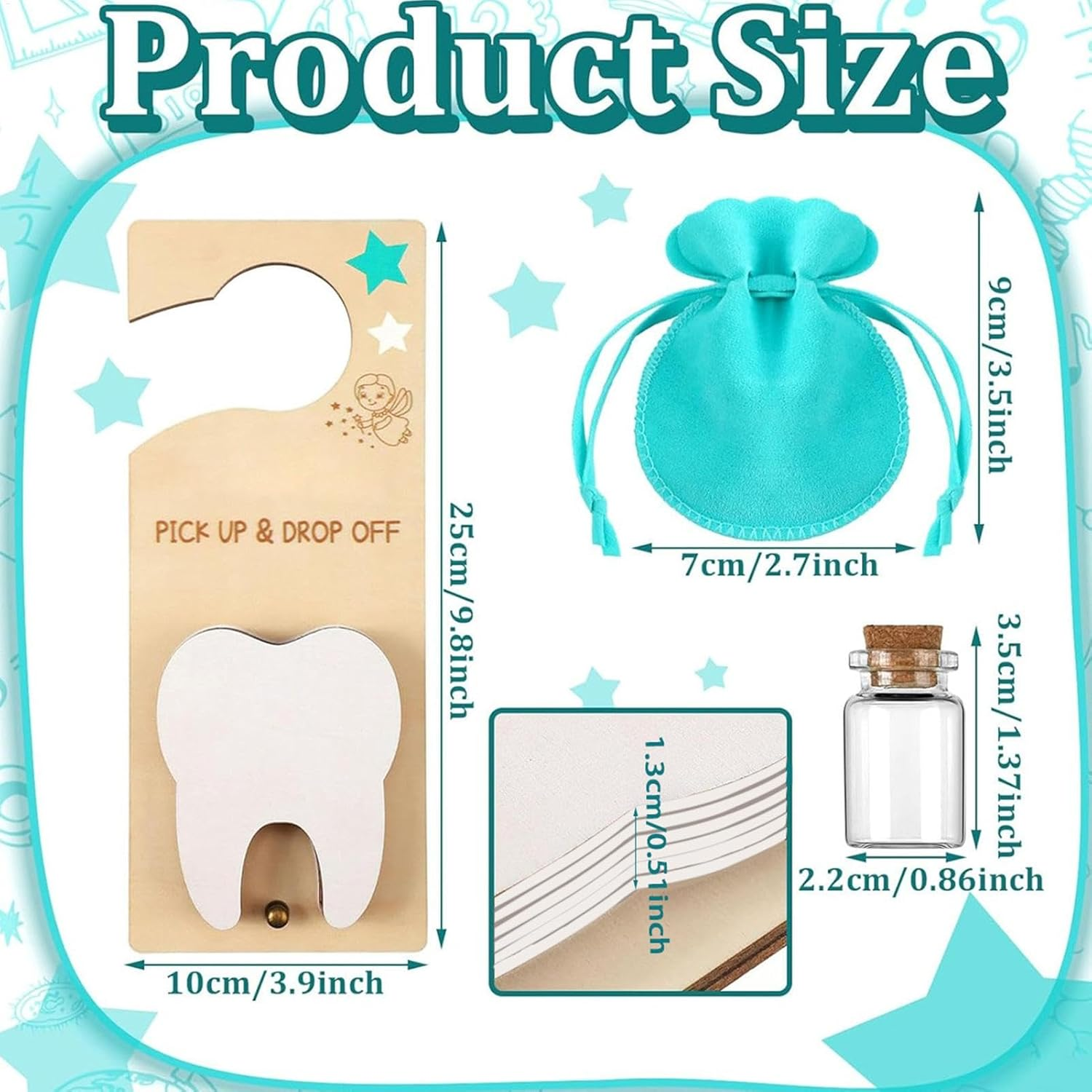 Tooth Fairy Door Hanger with Money Slot | Tooth Fairy Tooth Holder Bag,Tooth Fairy Tooth Holder for Lost Teeth,Velvet Pouch Tooth Fairy Box for Lost Teeth Boy Girl Encourage Gift