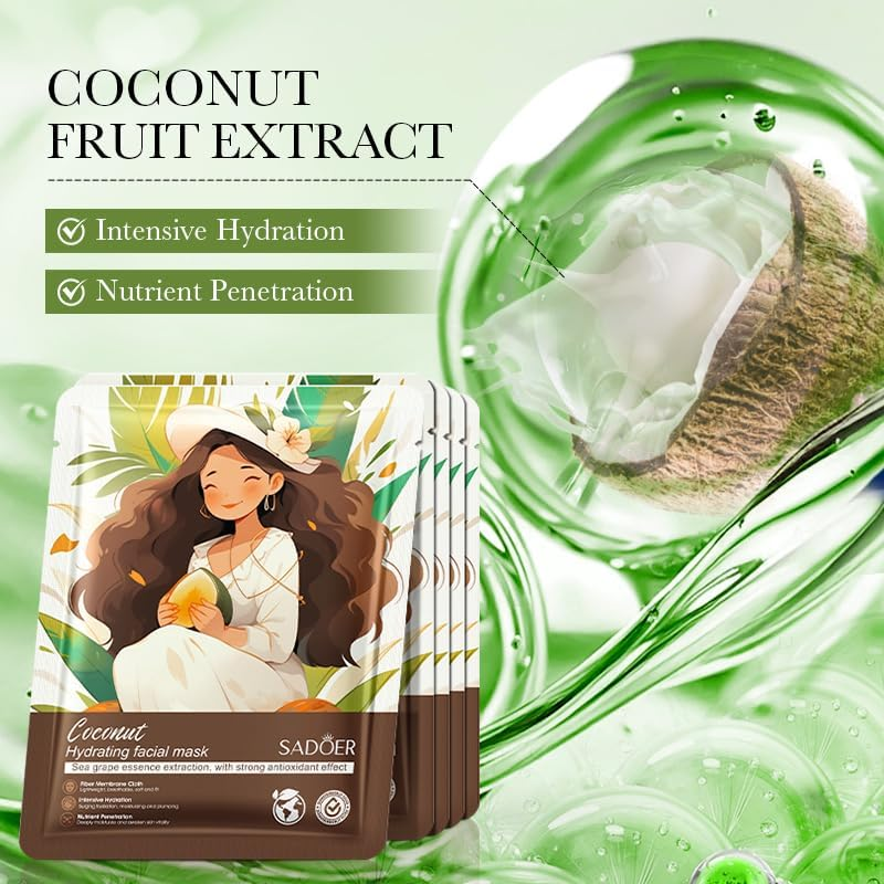 10Pcs Botanical Fruit Whitening, Anti-Wrinkle Facial Mask, Hydrating, Brightening, Nourishing image number 6