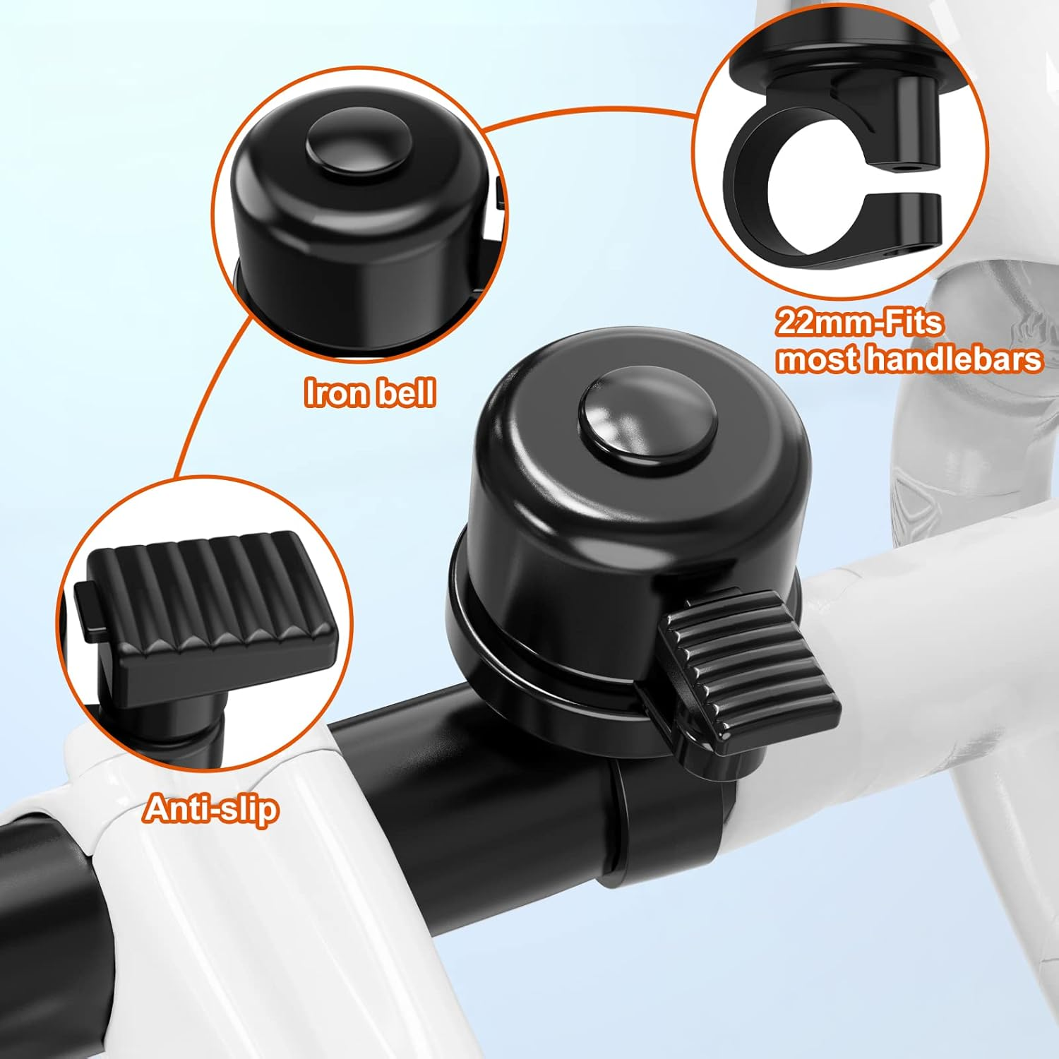 Bike Bell for Apple Airtag, Air Tag(Not Include) under Bike Bell- Bell Works, Anti-Theft Bicycle Airtag Hidden GPS Tracker Horn, Waterproof & Signal Is Not Disturbed, Fits 0.87''Handlebars image number 3