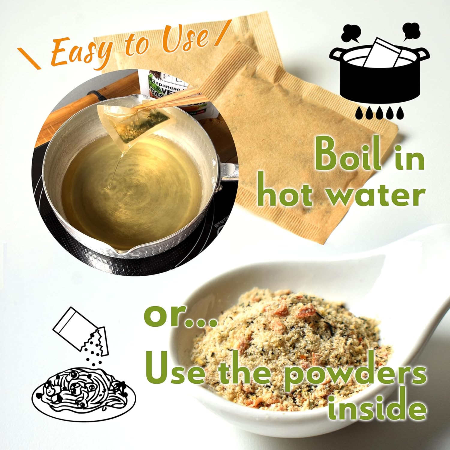 YAMASAN KYOTO UJI Japanese Umami Vegan Dashi Stock, Healthy Veggie Dashi Packet, Quick and Easy to Use, for Ramen and Miso Soup, Vegan Soup, Gluten and Allergen Free, Sugar Free, No-Msg, 6G&times;15Packets image number 2