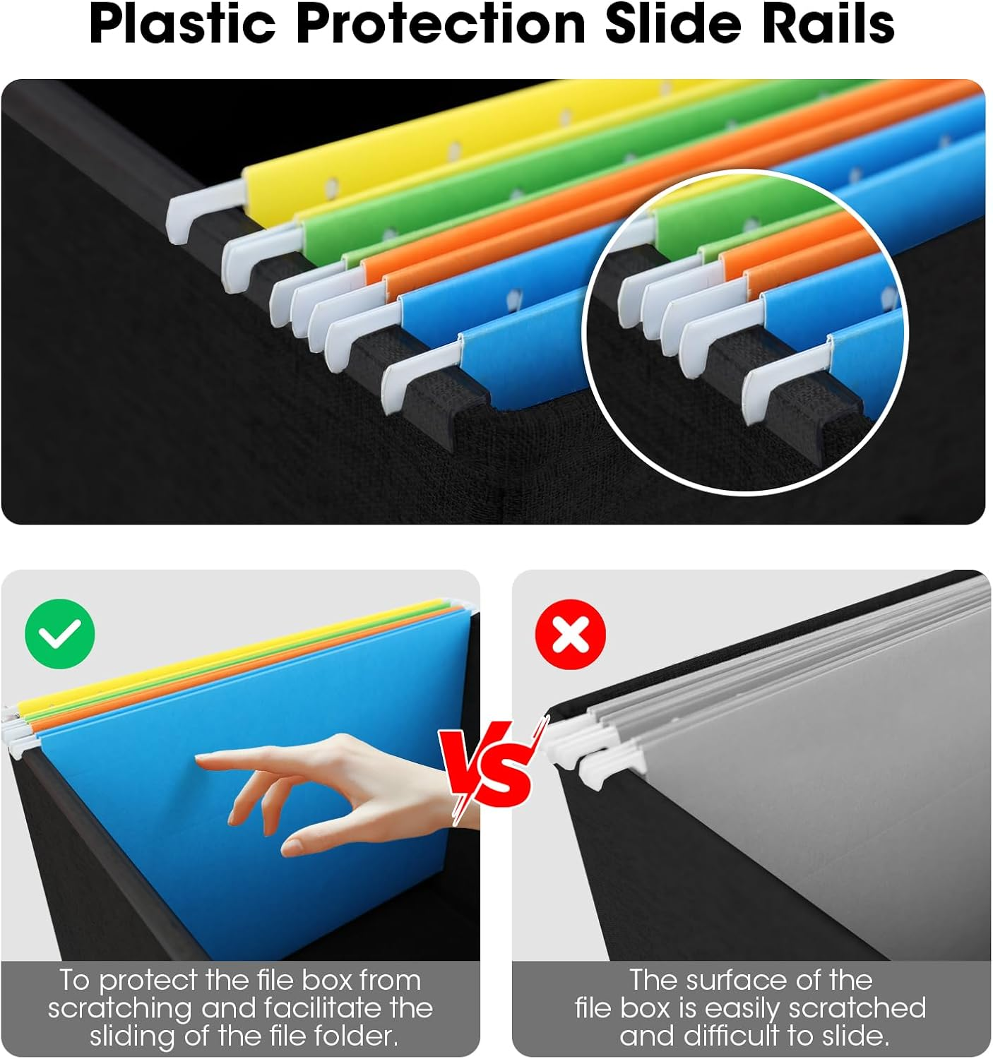 File Organizer Box with Lid, Onylin Document Storage Organizer with Handle, Collapsible Hanging Document Filling Box for Letter/Legal File Folder - 15 X 12.6 X 11 Inch (1 Pack, Black) - Grey image number 4