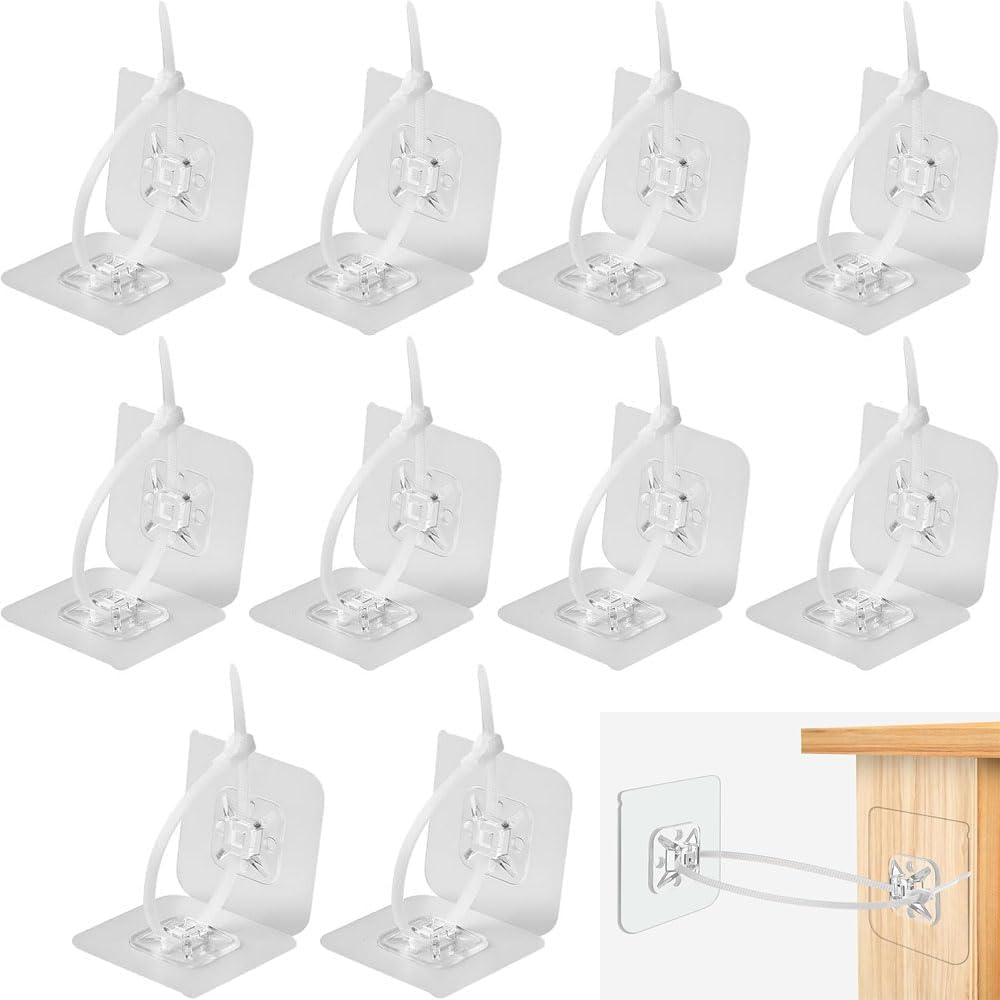 25 Pcs Furniture Anchors No Drill for Baby Proofing, Furniture Wall Anchor Straps, Self-Adhesive Secure Cabinet Safety Wall Anchors, anti Tip Furniture Safety, Anchors with 25 Pcs Nylon Straps Prevent Falling for Child Safety