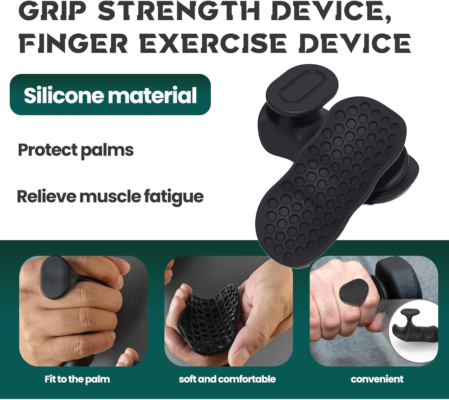 Anti Slip Workout Grips Ergonomic Rubber Gym Hand Protectors for Weight Lifting Black Non Slip Training Grips image number 1