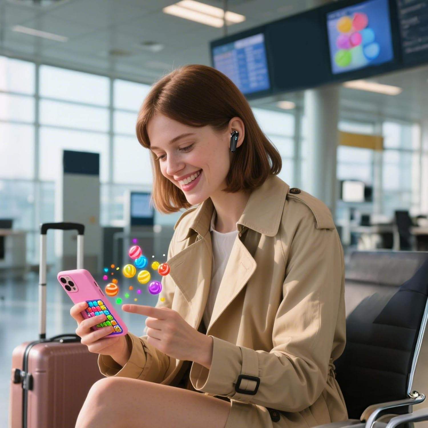 Jeruytgh Wireless Earbuds - Game Earbuds - Low Latency Earpiece with Light Mode Battery Display for Running Charging Women Work Sports Game Gym Phone image number 5