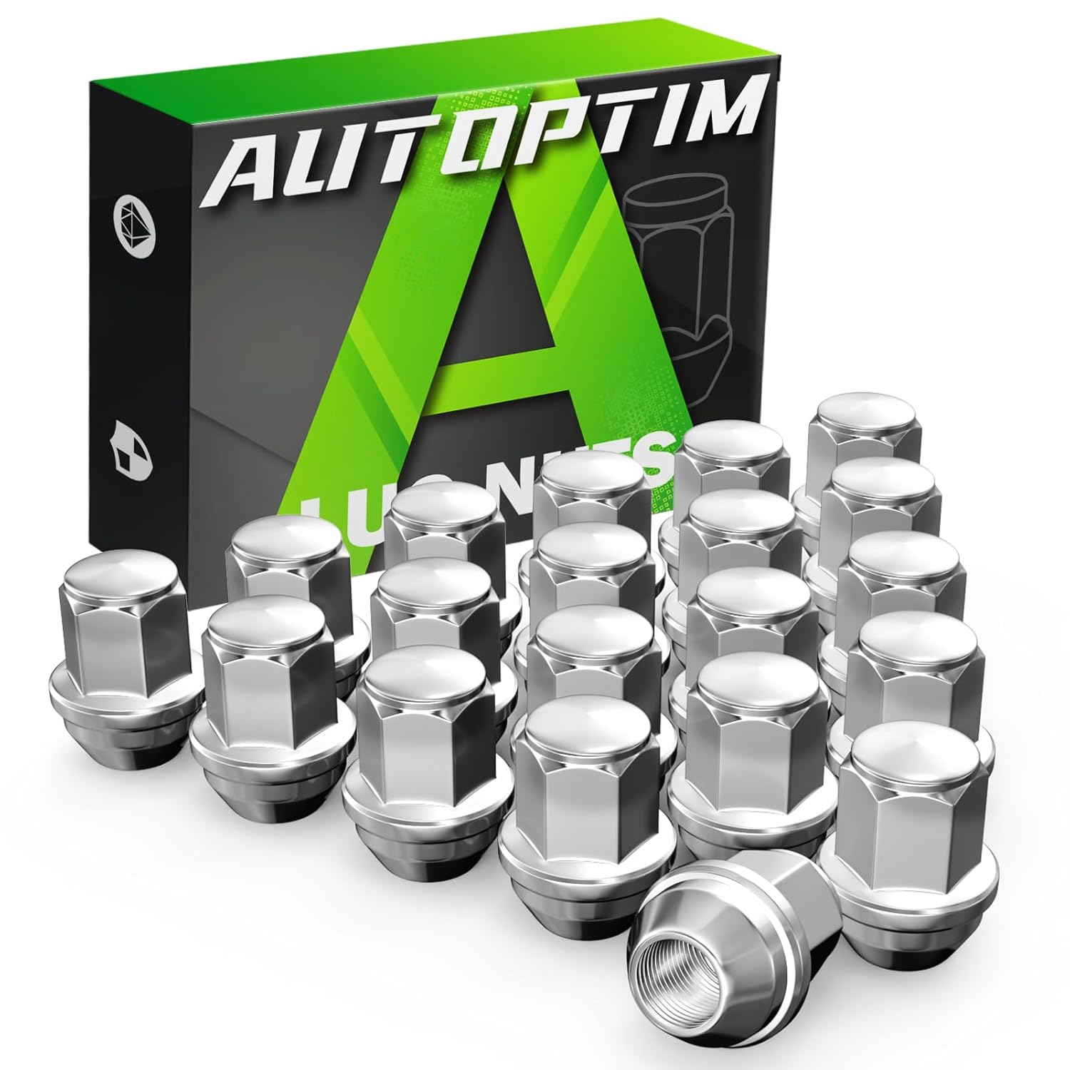 M14X1.5 OEM Lug Nuts - Replacement for Ford Mustang Edge Explorer MKX MKZ Aviator Factory Wheel, Chrome 13/16" 21Mm Hex, 20 PCS One-Piece Auti-Rust Tire Lug Nuts, OE#ACPZ-1012-M 611-007