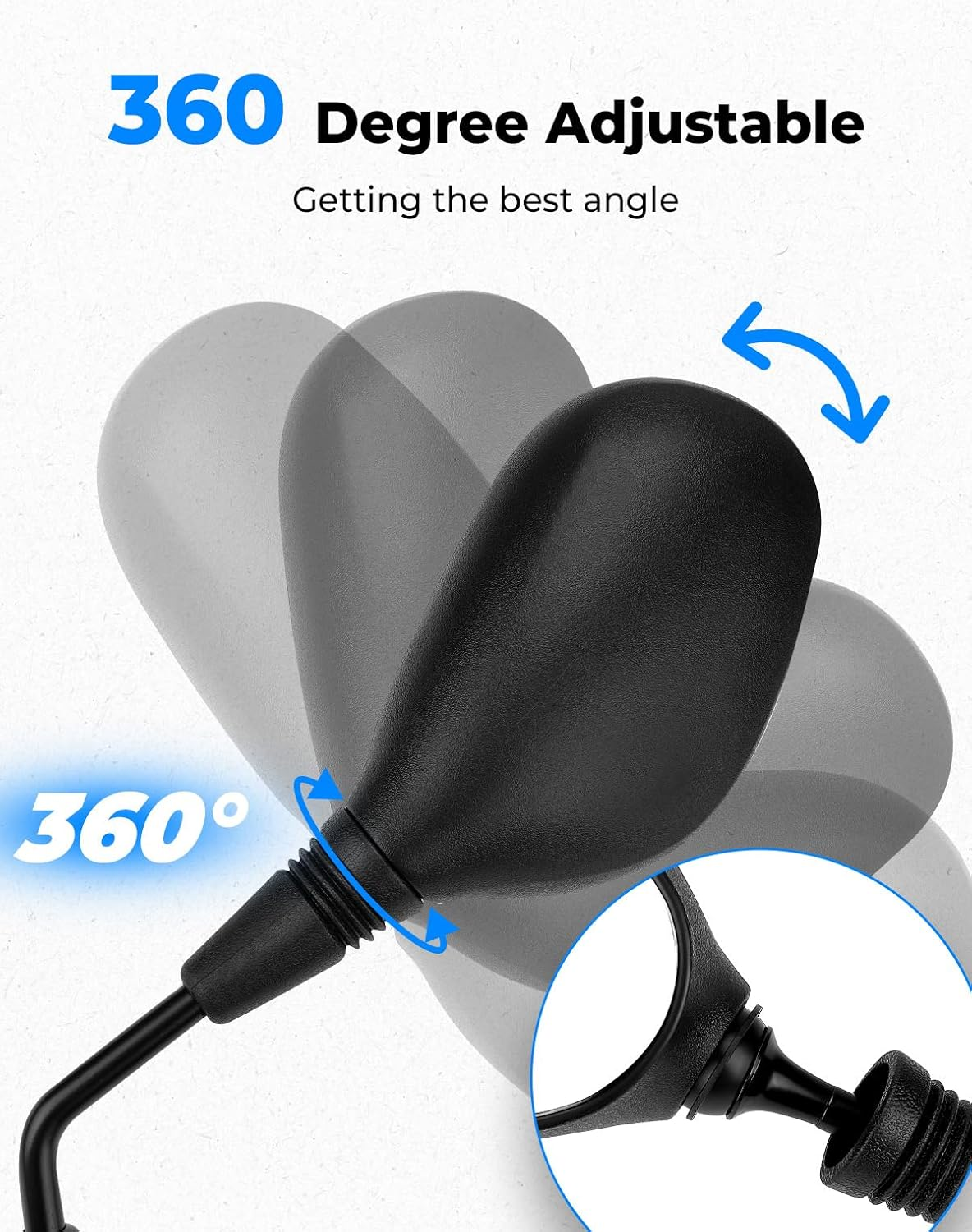 KEMIMOTO Motorcycle Mirrors, 8MM 10MM ATV Mirrors for Handlebar Compatible with Scooter Snowmobile Mope, 360 Degrees Ball Type Adjustment High Definition Mirrors image number 6