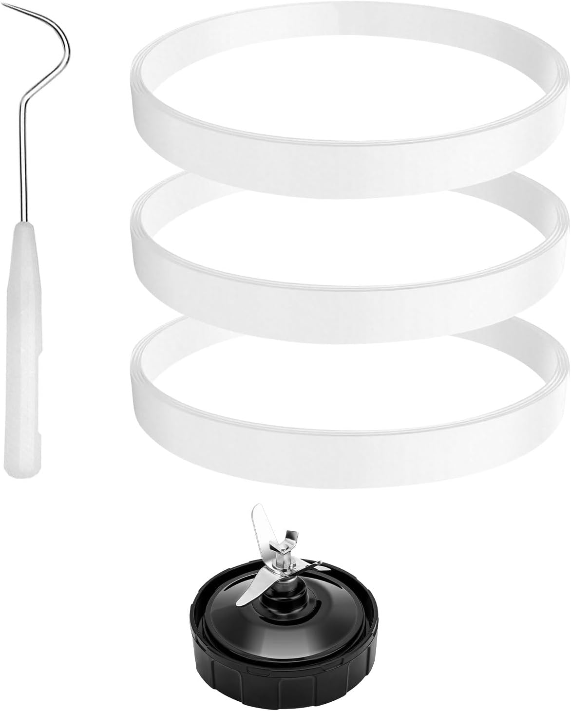 3Pcs Rubber Gaskets Rings for Nutri Ninja Blender, Replacement Gasket Seal Rings, Blender Replacement Gasket, Leakproof Sealing White Rubber O-Ring for BL480 BL680 BL910 CT680 (3.94 Inch) image number 3