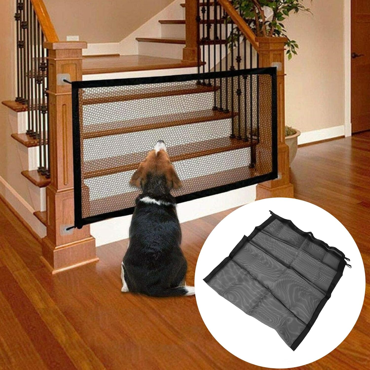 Pet Mesh Gate, Foldable Protective Multi Functional Cat Dog Safety Gate Pet Isolation Net Fence, Portable Pet Gate Dog Mesh Gate Safety Guard Gate for Stairs, Outdoor and Doorways image number 3