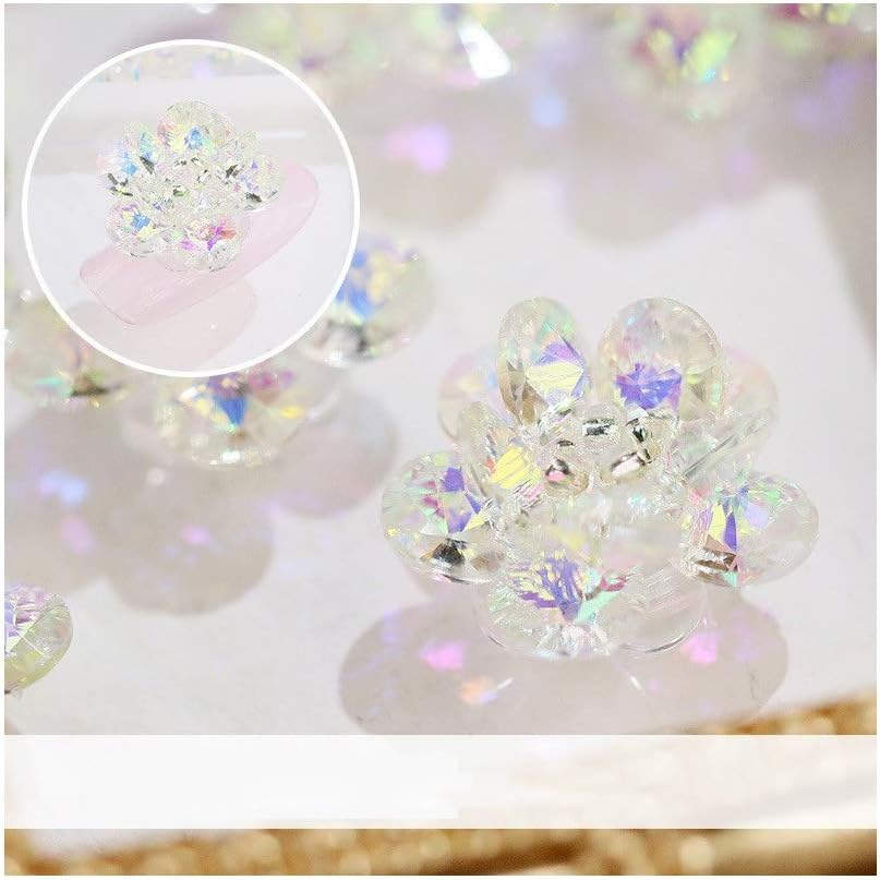 HANGQINGHENG Nail Art Shiny Crystal Flower 3D High Translucent Nail Jewelry Nail Zircon Snowflake Decoration