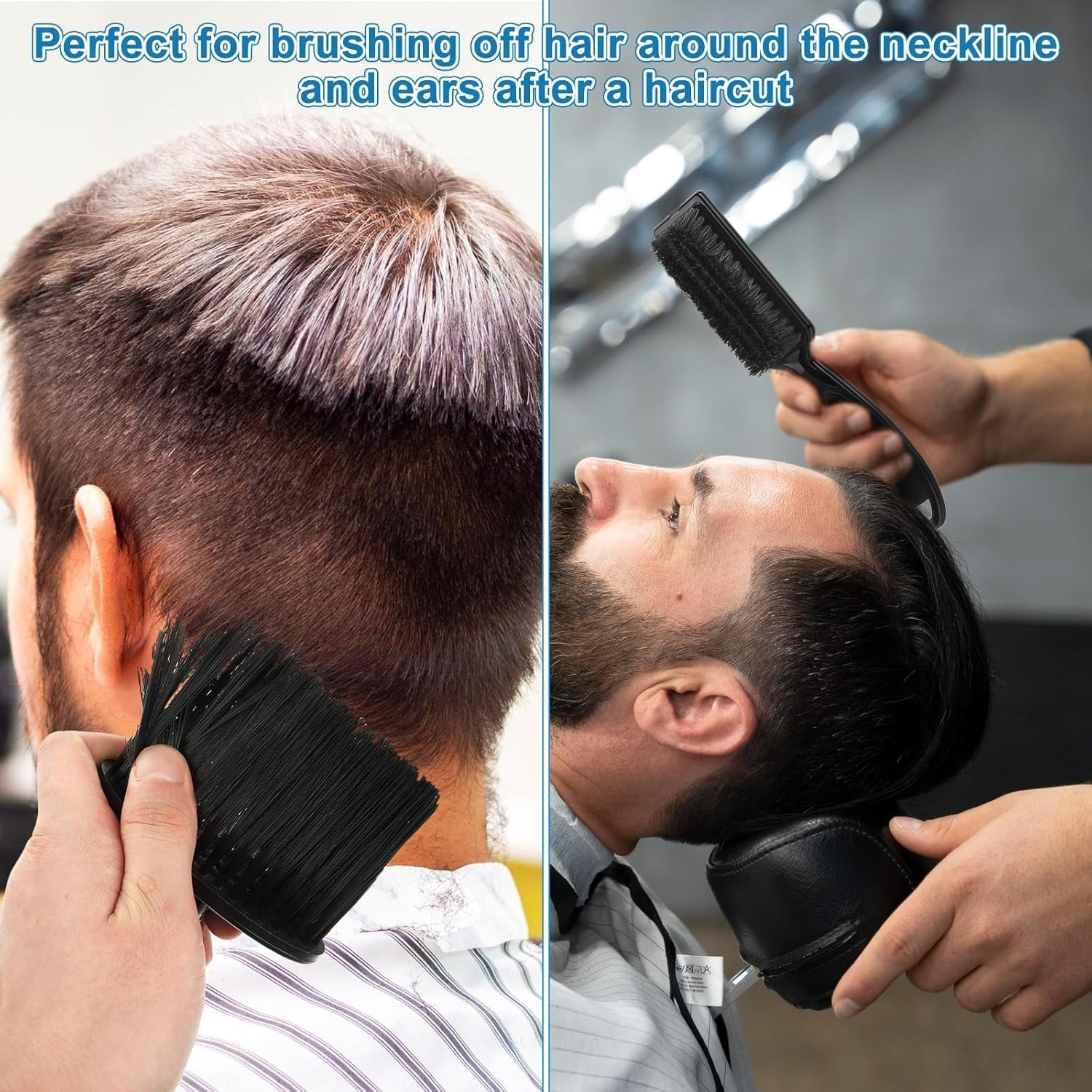 Black Barber Brush Neck Duster, 2Pcs Hair Cutting Brush Soft Barber Trimmer Clipper Cleaner Hairbrush, Soft Hair Cutting Brushs for Loose Hair Removal image number 3