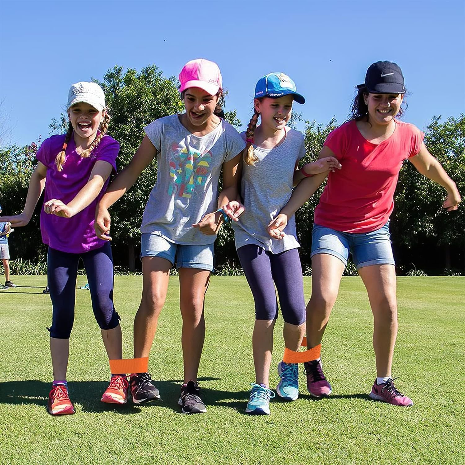 3 Legged Race Bands, 8 PCS Three Legged Race Durable Firm Elastic Tie Rope Colorful 3 Leg Race Band for Kids Adult Outdoor Fun（8 Colors） image number 2