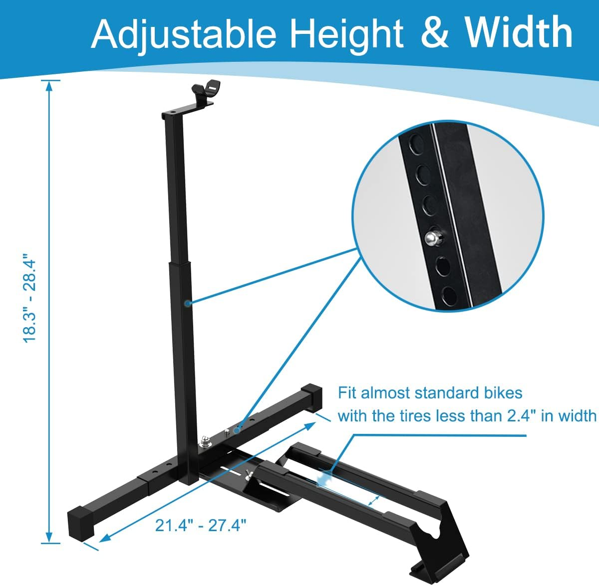 Qualward Vertical Bike Stand Floor Bicycle Rack Adjustable Upright Design, Space Saving for Living Room, Bedroom and Garage image number 5