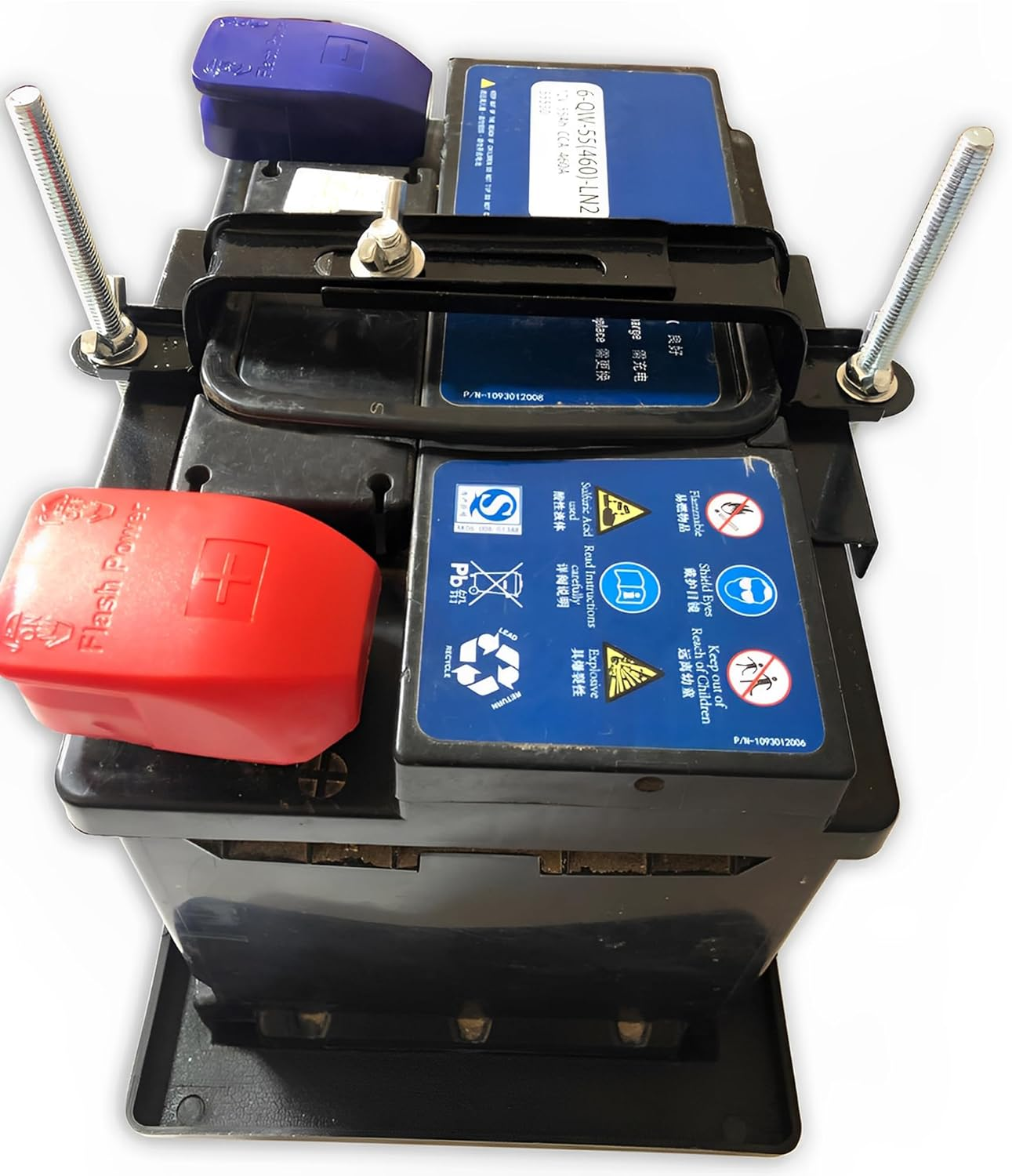 Car Battery Tray, Universal 34.2 X 20Cm/13.5 X 7.9In Battery Hold down Bracket Holder, Heavy Duty Adjustable Battery Crossbar with J Bolt image number 5