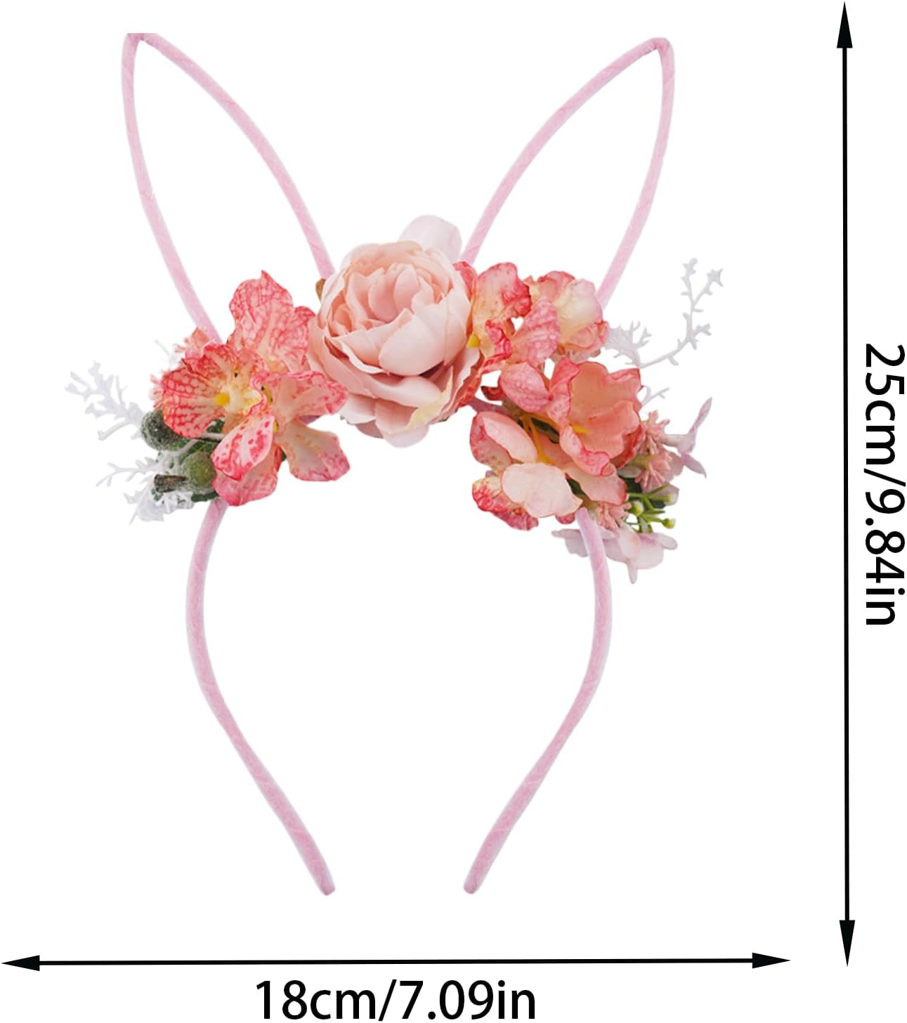 Bunny Ears Headbands - Costumes Hairband with Flowers,Easter Headbands for Girls - for Costume Kids Christmas Halloween Party Valentine'S Day Women