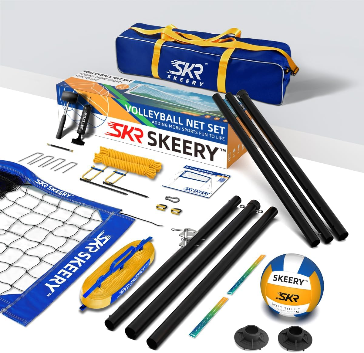 Outdoor Heavy Duty Volleyball Net Set, Anti-Sag Design, Adjustable Aluminum Poles, Portable Volleyball Net for Backyard,Grass and Beach image number 6