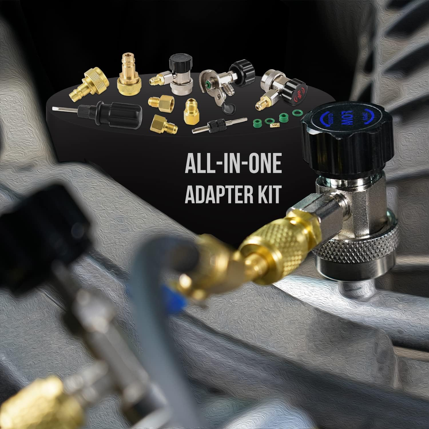 Lichamp AC R1234YF R134A Gauge Set, Automotive 4 Valve Manifold Gauge Compatible with R1234YF R134A and R404A Refrigerants, Works on Car Freon Charging and Evacuation image number 4