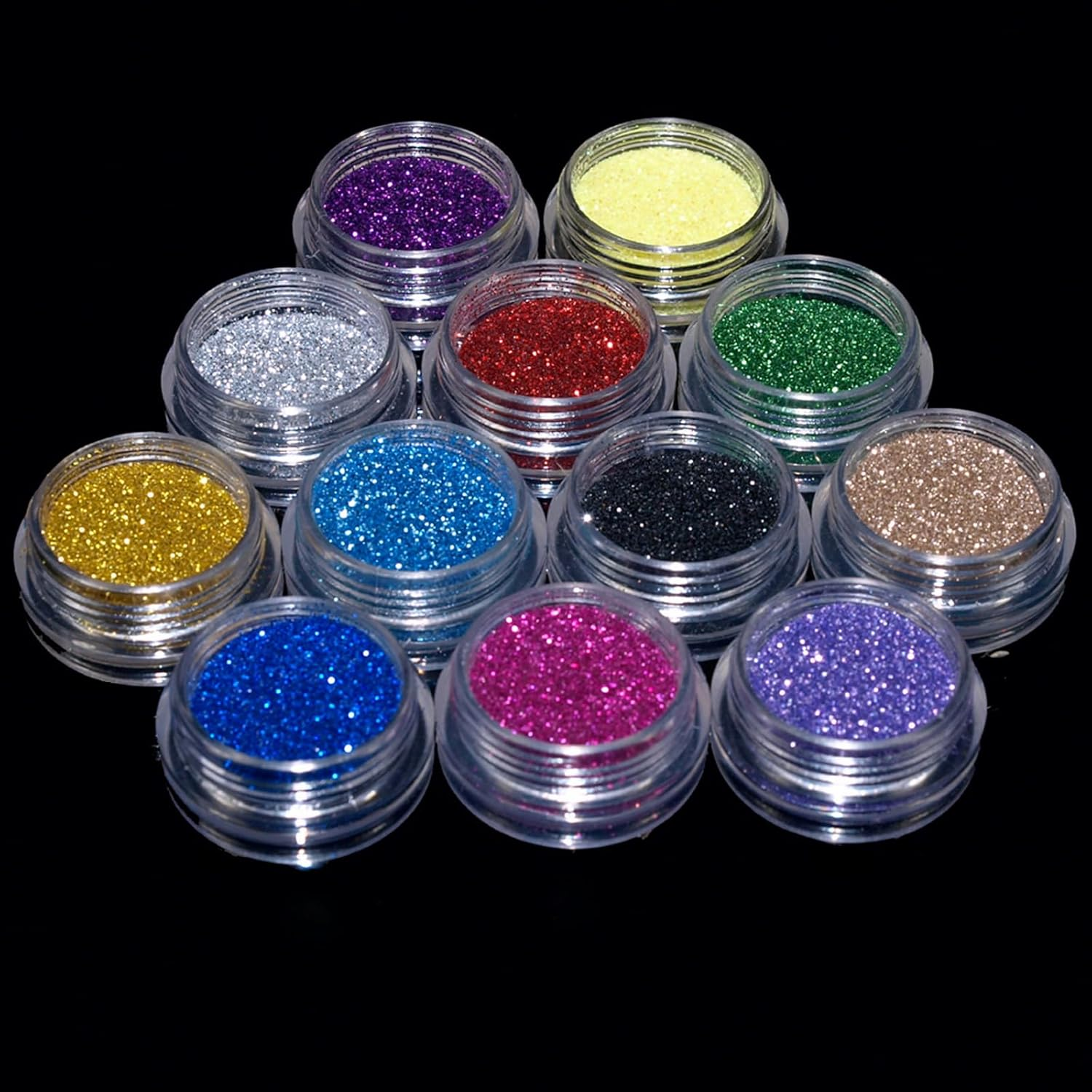 GYB 12 Pcs Mixed Color Nail Art Acrylic Glitter Powder DIY Decoration Uv Acrylic Gel Tips