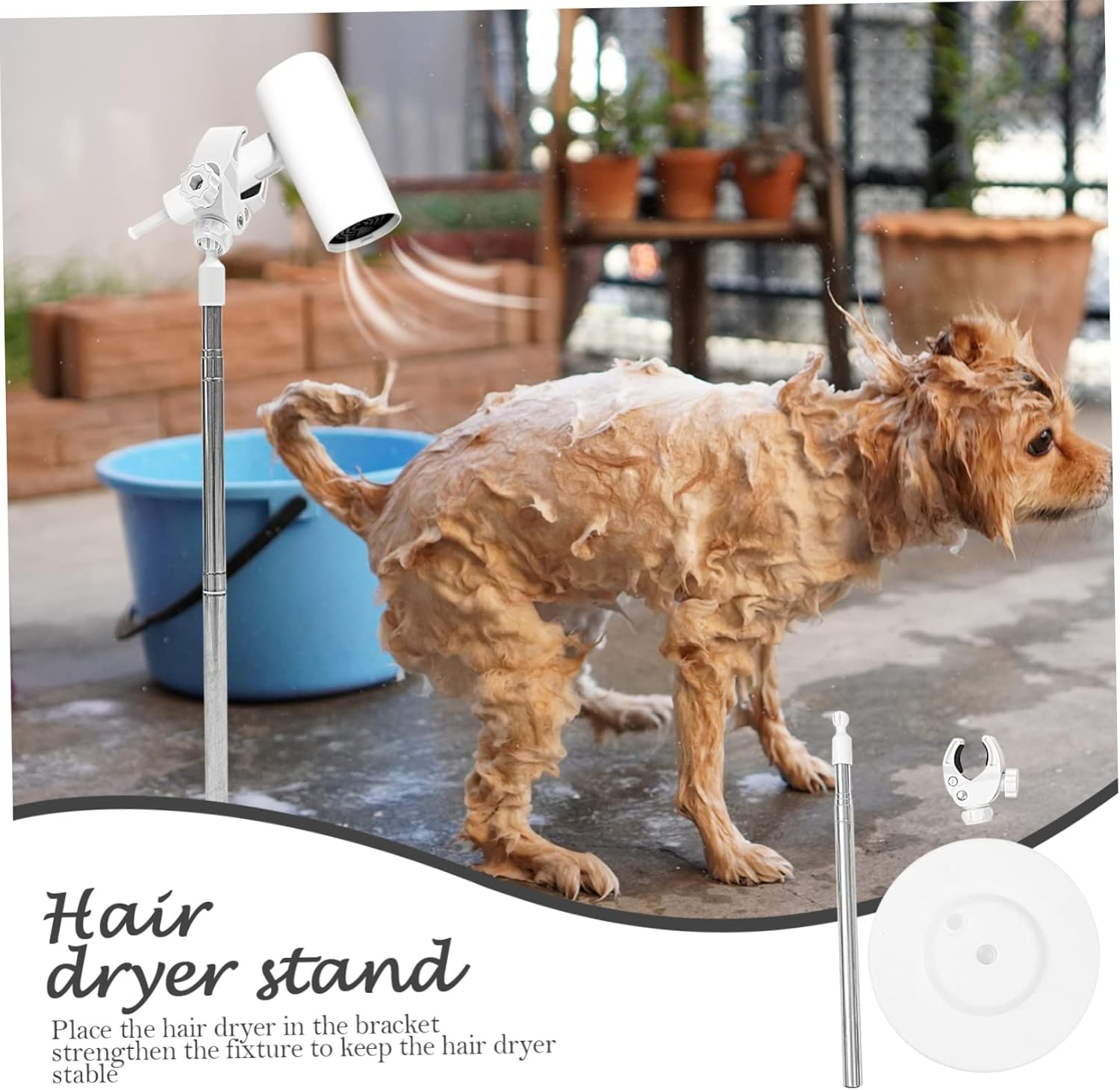 FOYTOKI Hair Dryer Rack Blower Floor Stand Hands Hair Dryer Holder Sturdy Stand for Smooth Surface image number 5