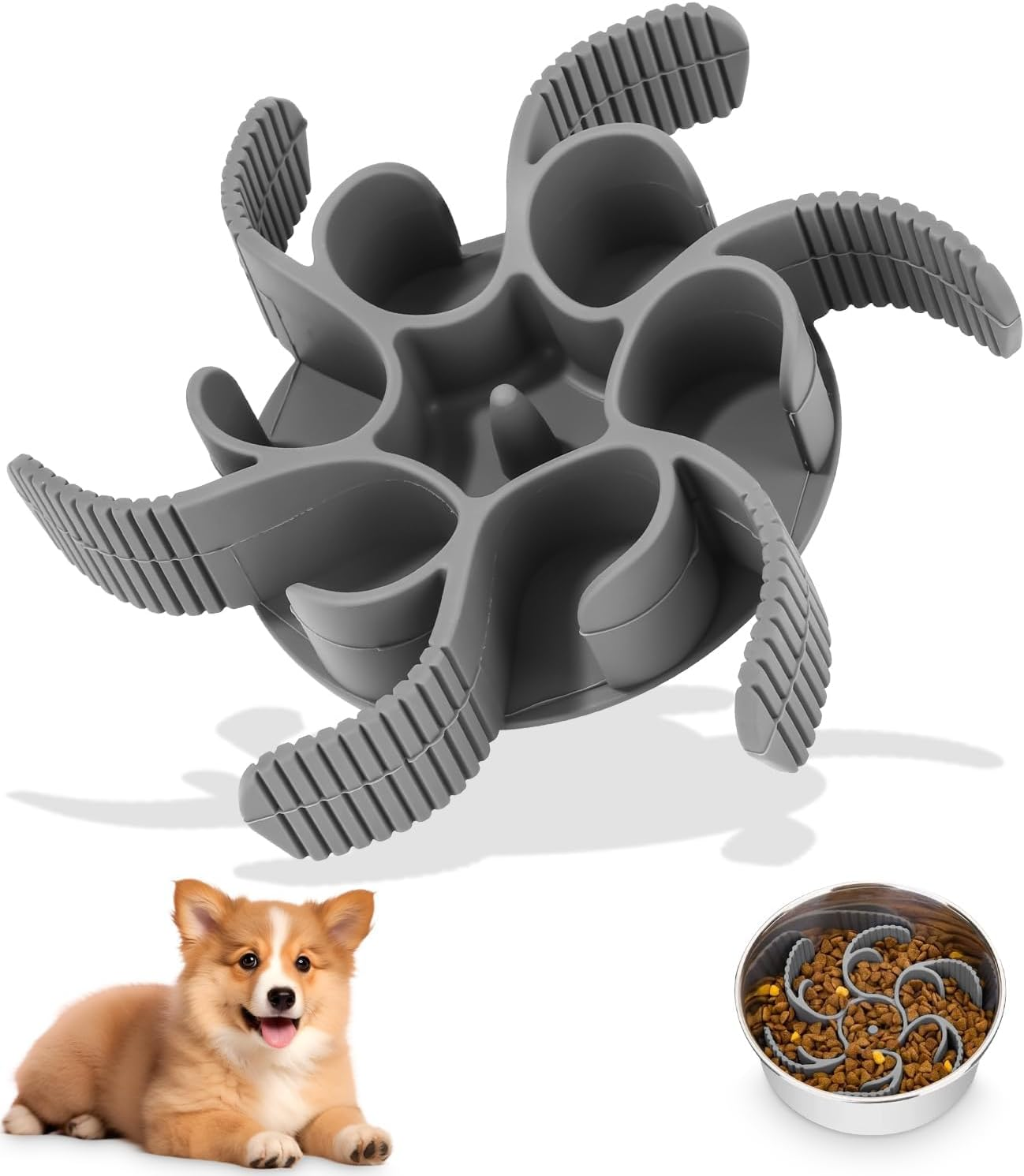 Slow Feeder Dog Bowl anti Sling Bowl anti Choke Large Dog Bowls Silica Gel Slow Feeder Bowl for Dogs Feeding Bowls for Dogs Accessories Relieves Digestion (Feeding Bowl)