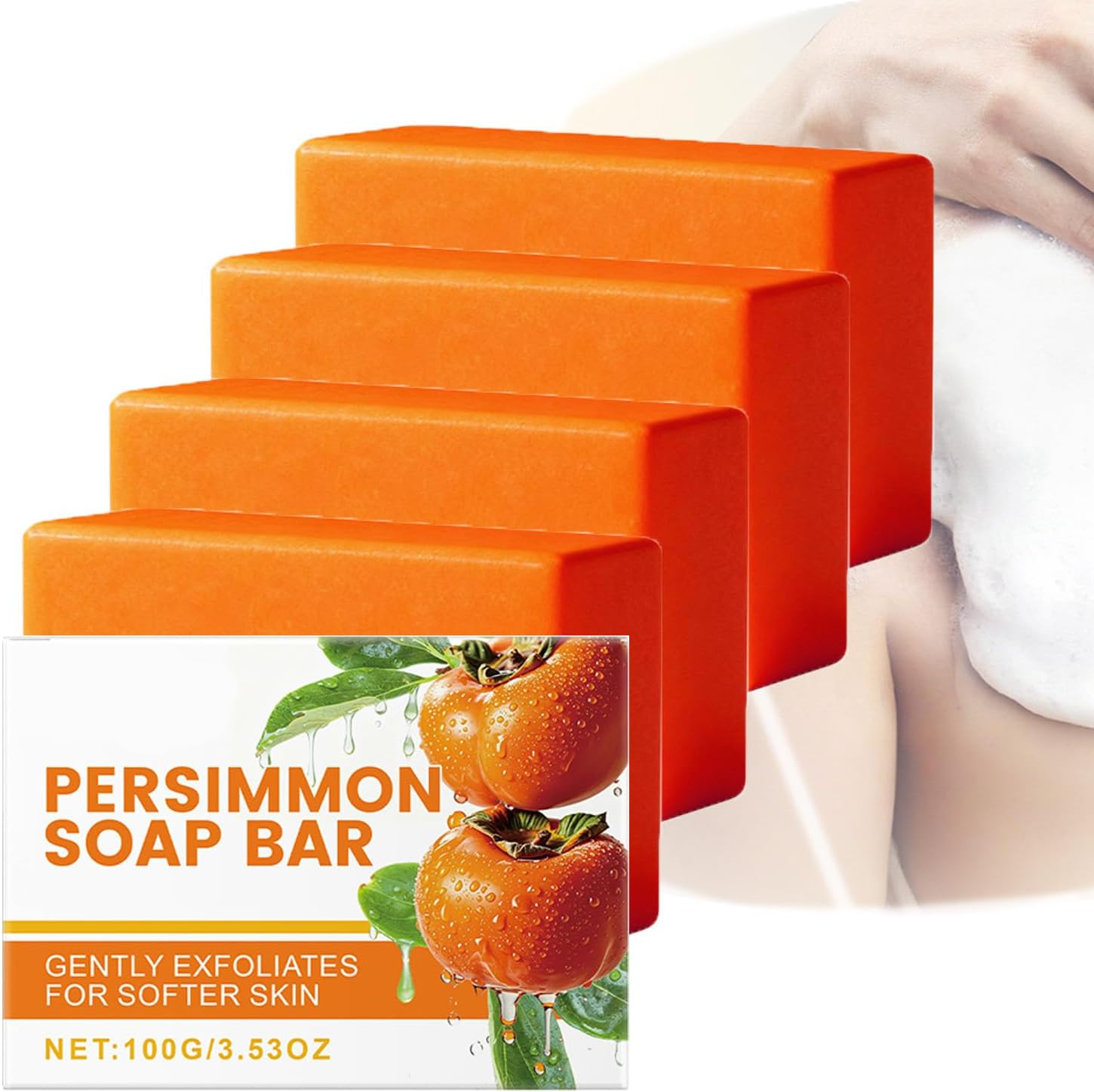 Persimmon Soap Bar for Body Odor,Persimmon Soap Old People Smell,Handmade Body Deeply Cleansing Bar,For Men and Women - Gentle on All Skin Types,Gentle Cleansing and Exfoliation (1 PCS)