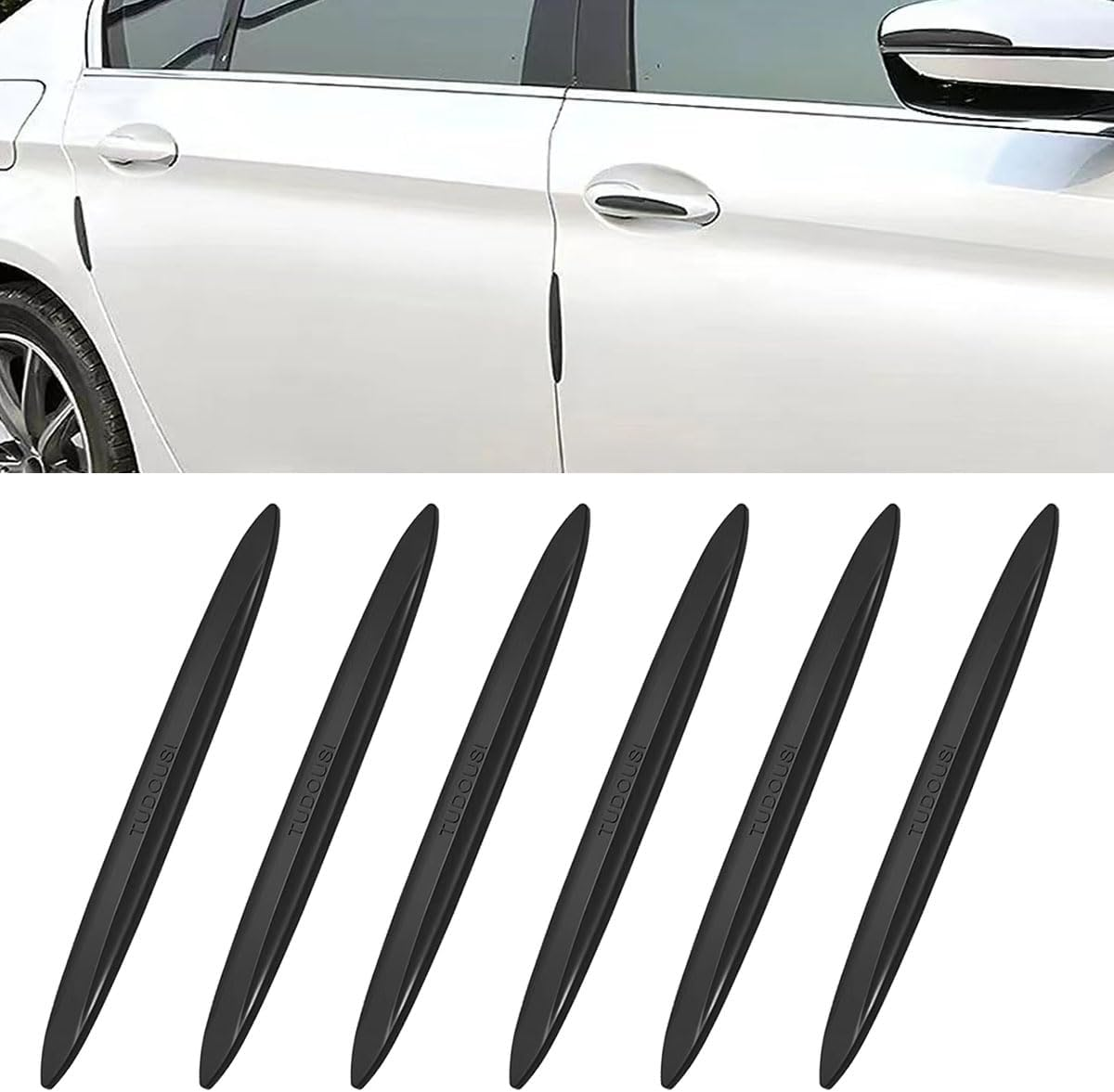 6Pcs Black Silicone Car Door Edge Guards, Anti-Collision Strips, Self Adhesive Rear View Mirror Cover Protective Strip for Car Side Door Mirror, Exterior Door Handles Bumper image number 2