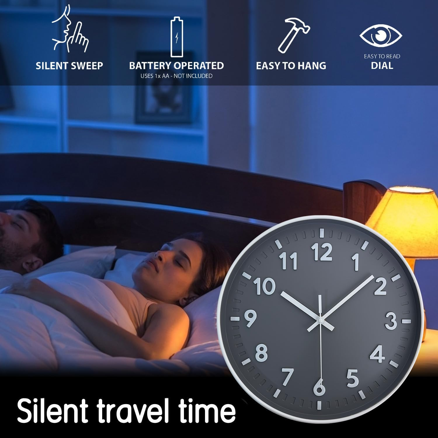 3D Wall Clock Battery Operated,12 Inch Silent Non Ticking Modern Wall Clock for Living Room Bedroom Kitchen Office Classroom Decor (Mx006Grey) image number 4