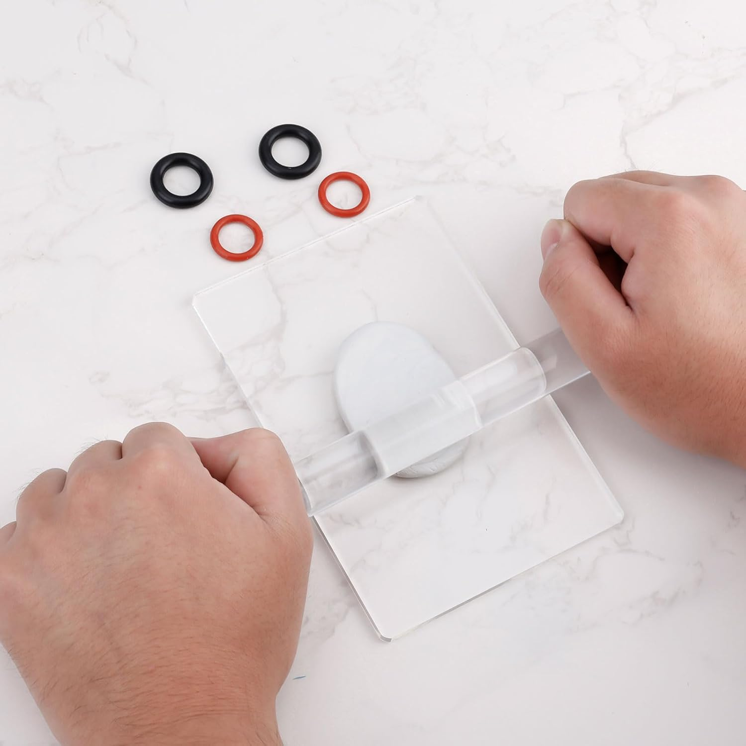 Polymer Clay Roller Tool, Clay Roller Pin Acrylic Roller for Polymer Clay Clear Acrylic Clay Roller with Thickness Rings Polymer Clay Tools for Clay Art Crafts DIY image number 1