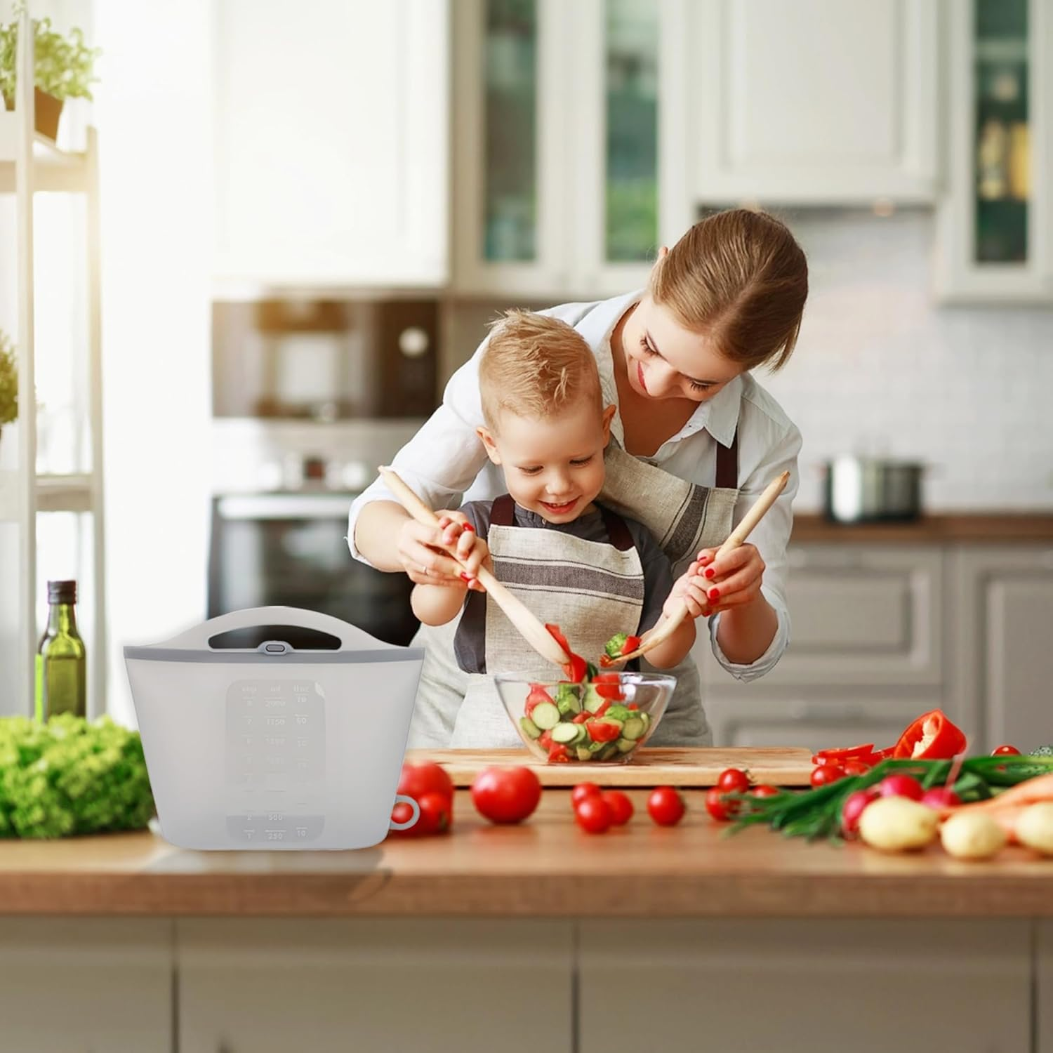 Silicone Microwave Steam Sterilizer Bags - Reusable 2000Ml Silicone Steam Bags for Baby Bottles, Breast Pump Parts, Pacifiers and Teethers - Great for Home and Travel - Grey